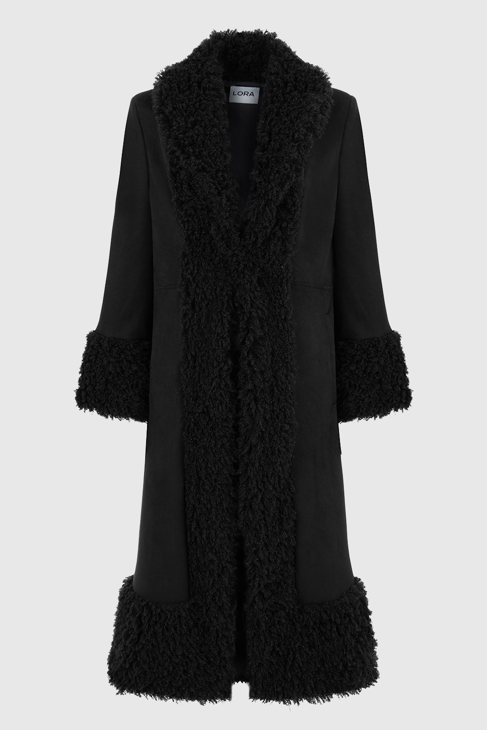 Black suede and fur cheap coat