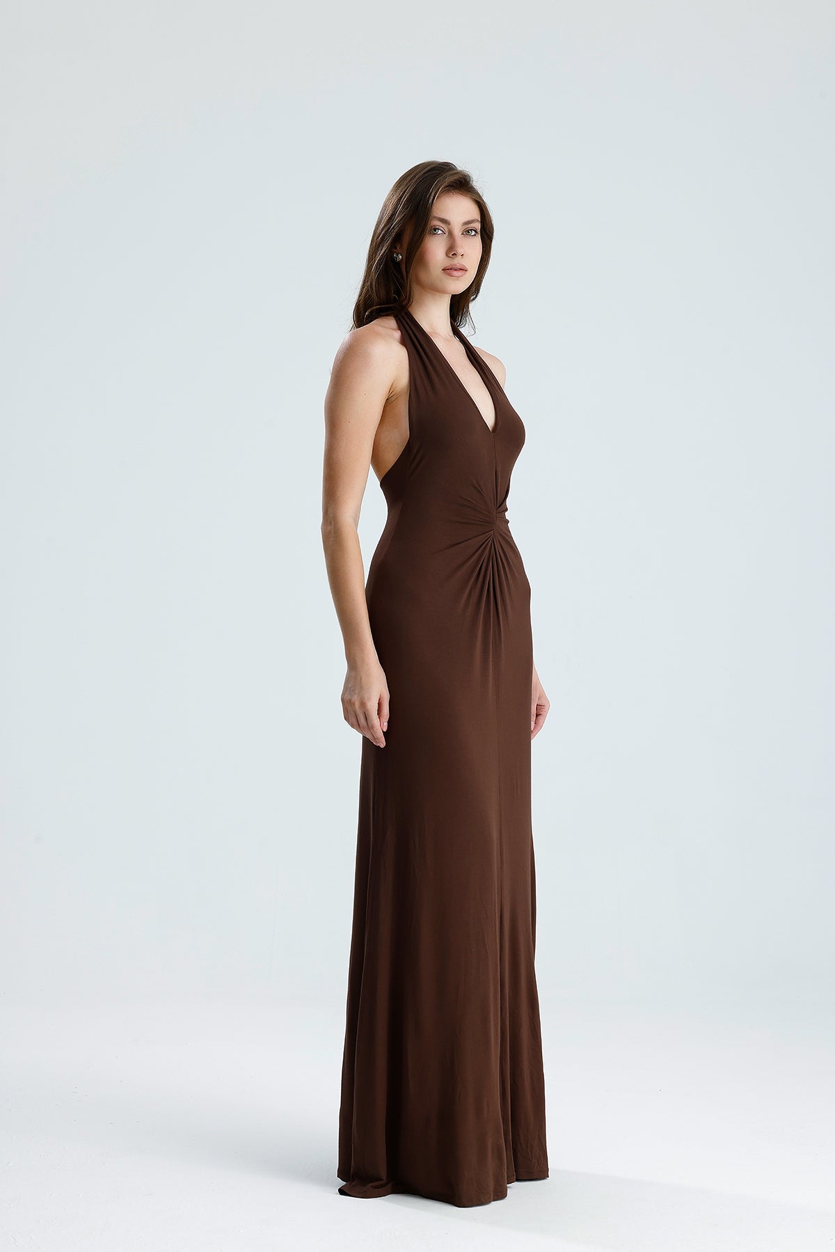 Valentina Kahverengi Maxi Elbise