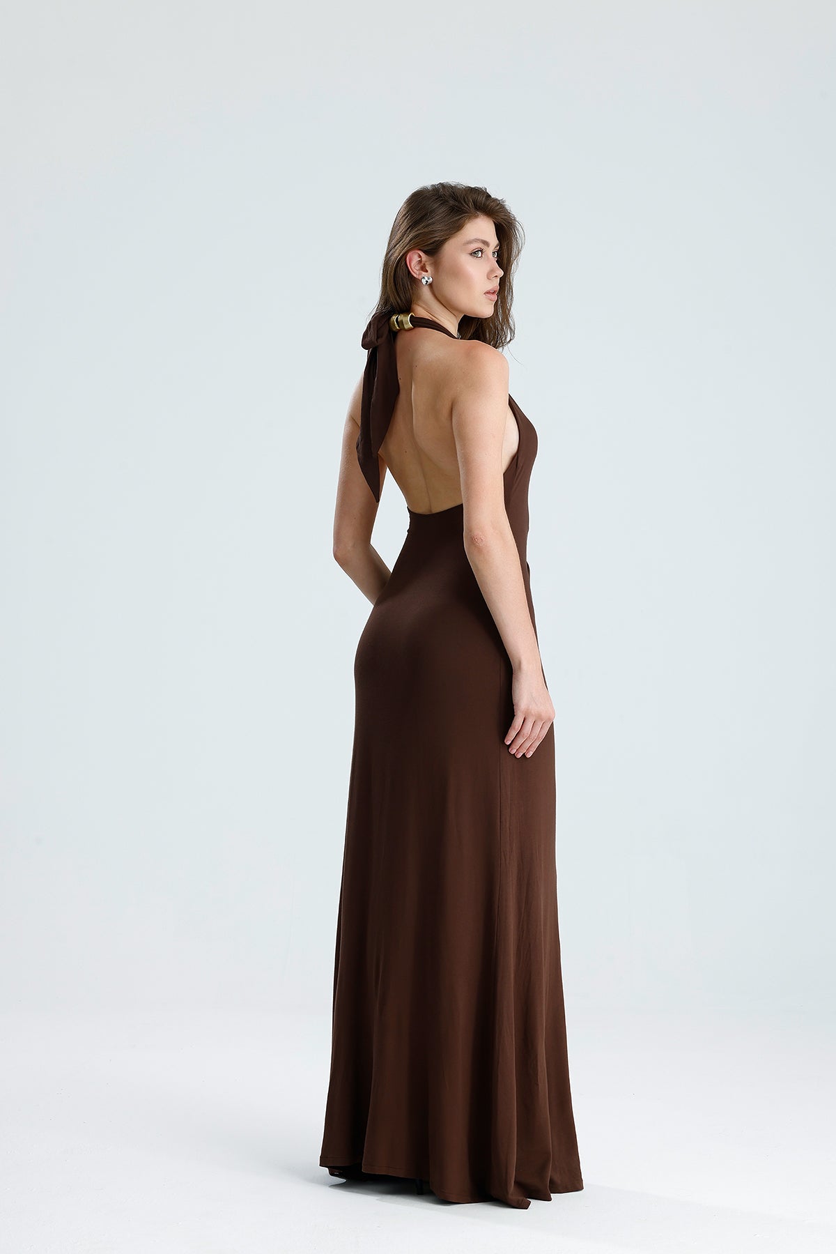 Valentina Kahverengi Maxi Elbise