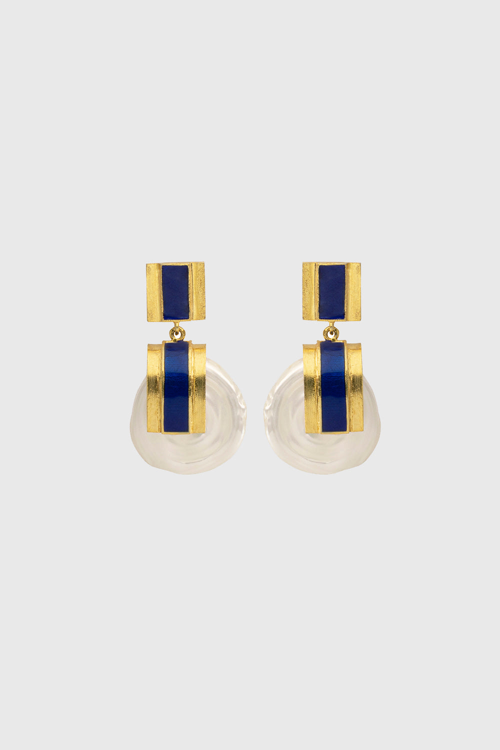 Midnight Blue Pearl Gold Earring