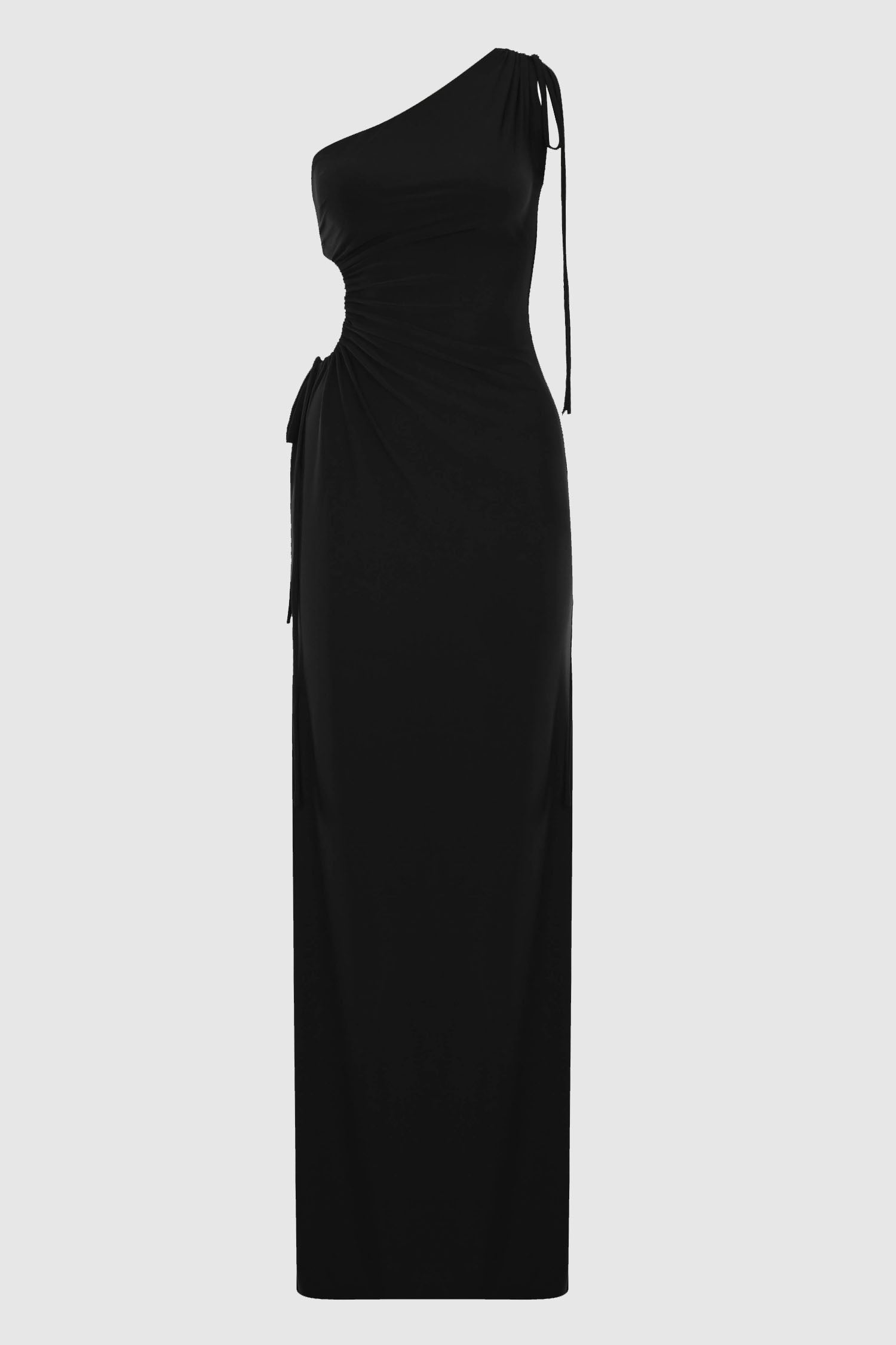 Zelda Black One Shoulder Maxi Dress