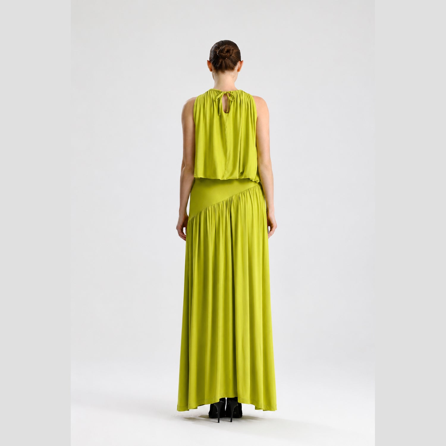 Liora Drapeli Elbise – Lime Green