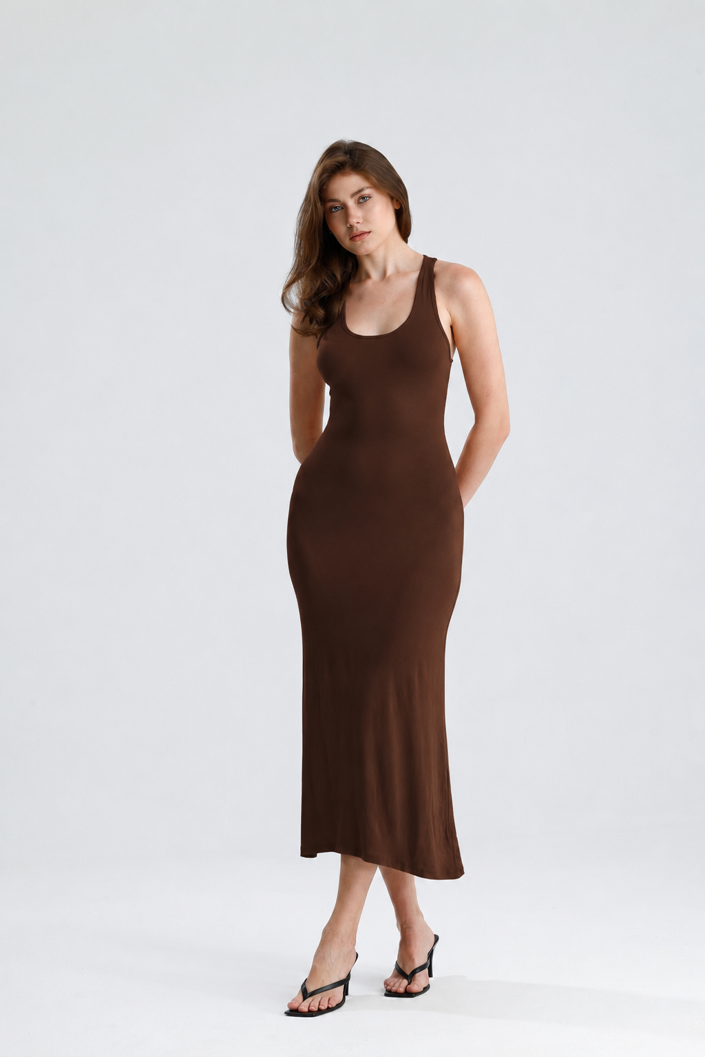 Camille Kahvrengi Midi Elbise
