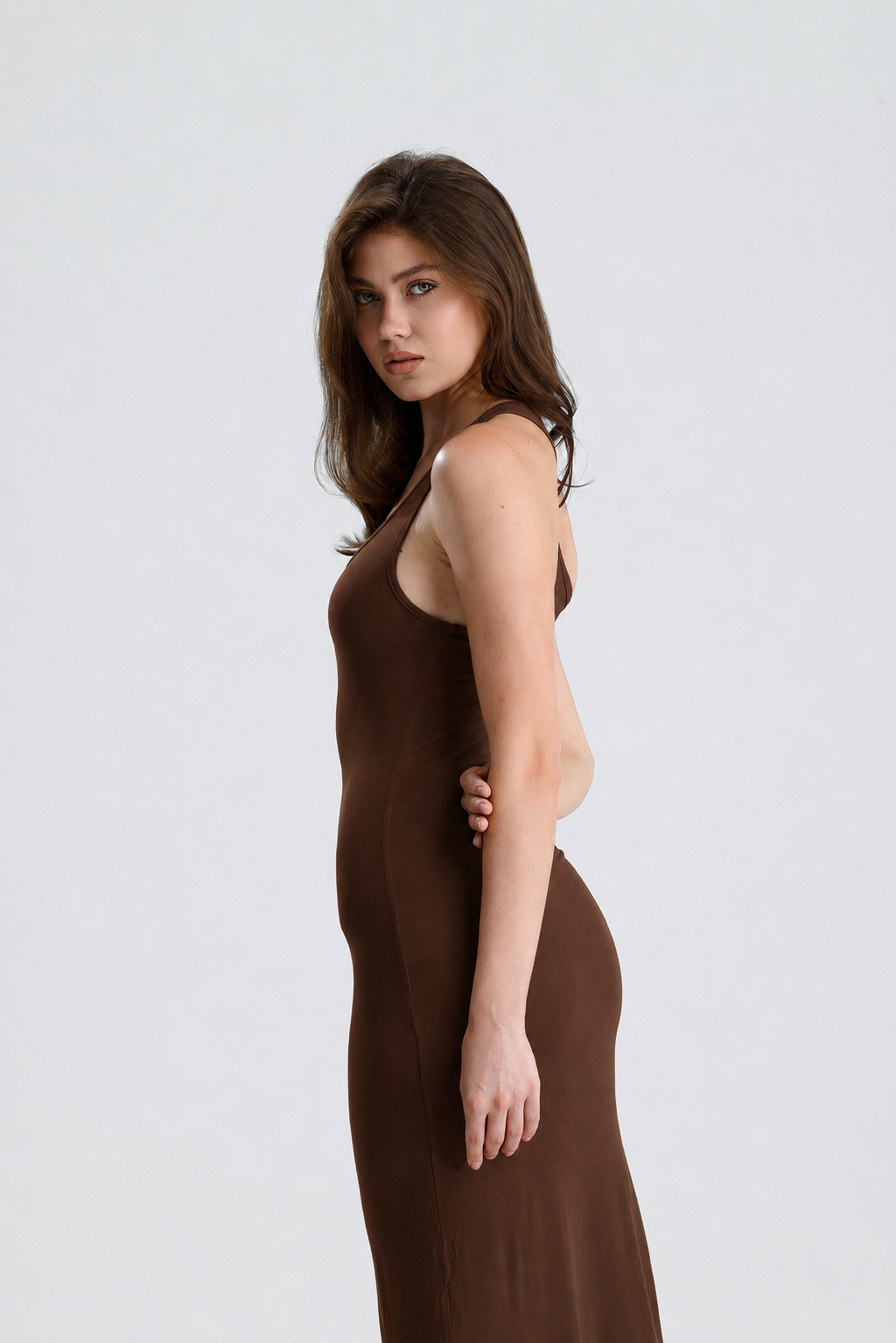 Camille Kahvrengi Midi Elbise