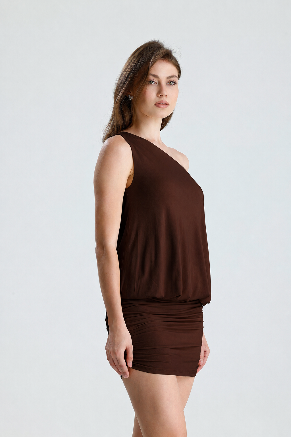 Celeste Kahverengi Mini Elbise