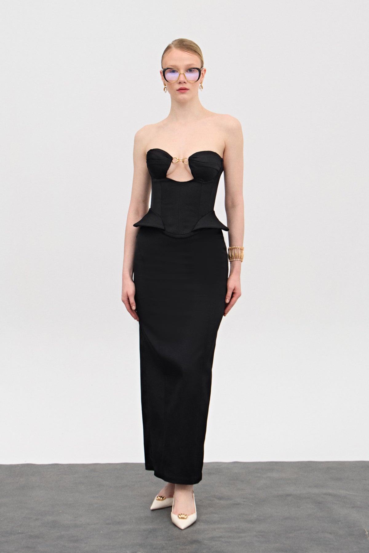 Jane Siyah Saten Etek