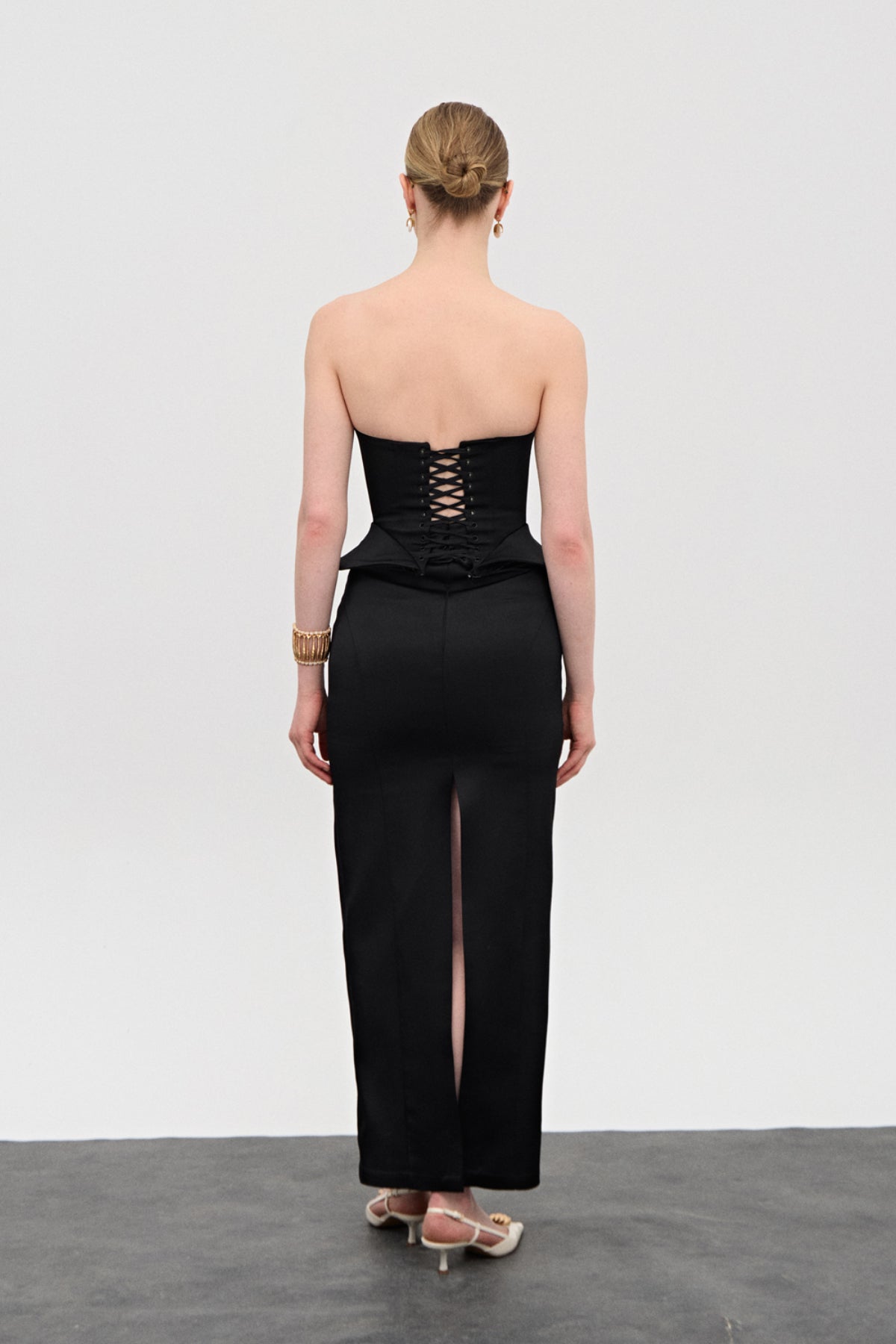 Jane Siyah Saten Etek