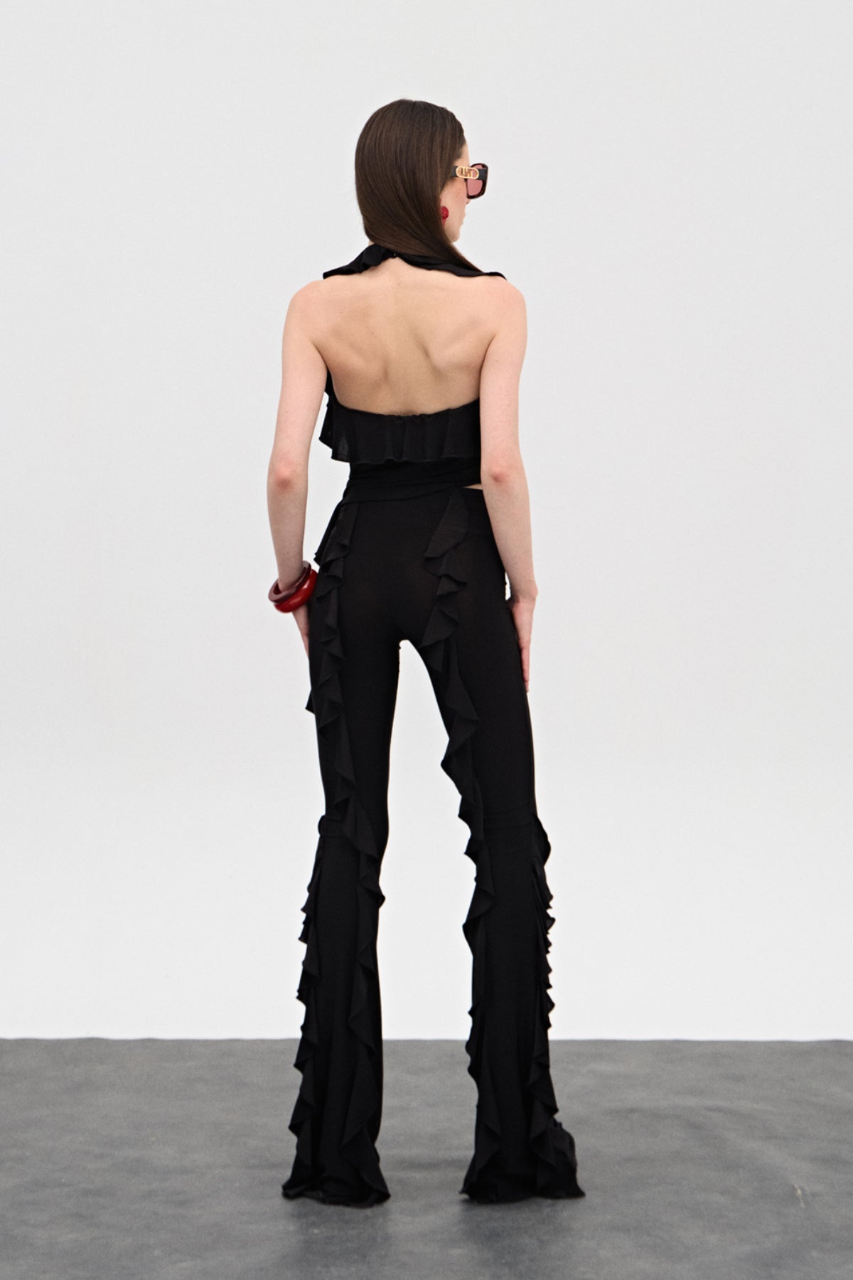 Windy Siyah Fırfırlı Pantolon