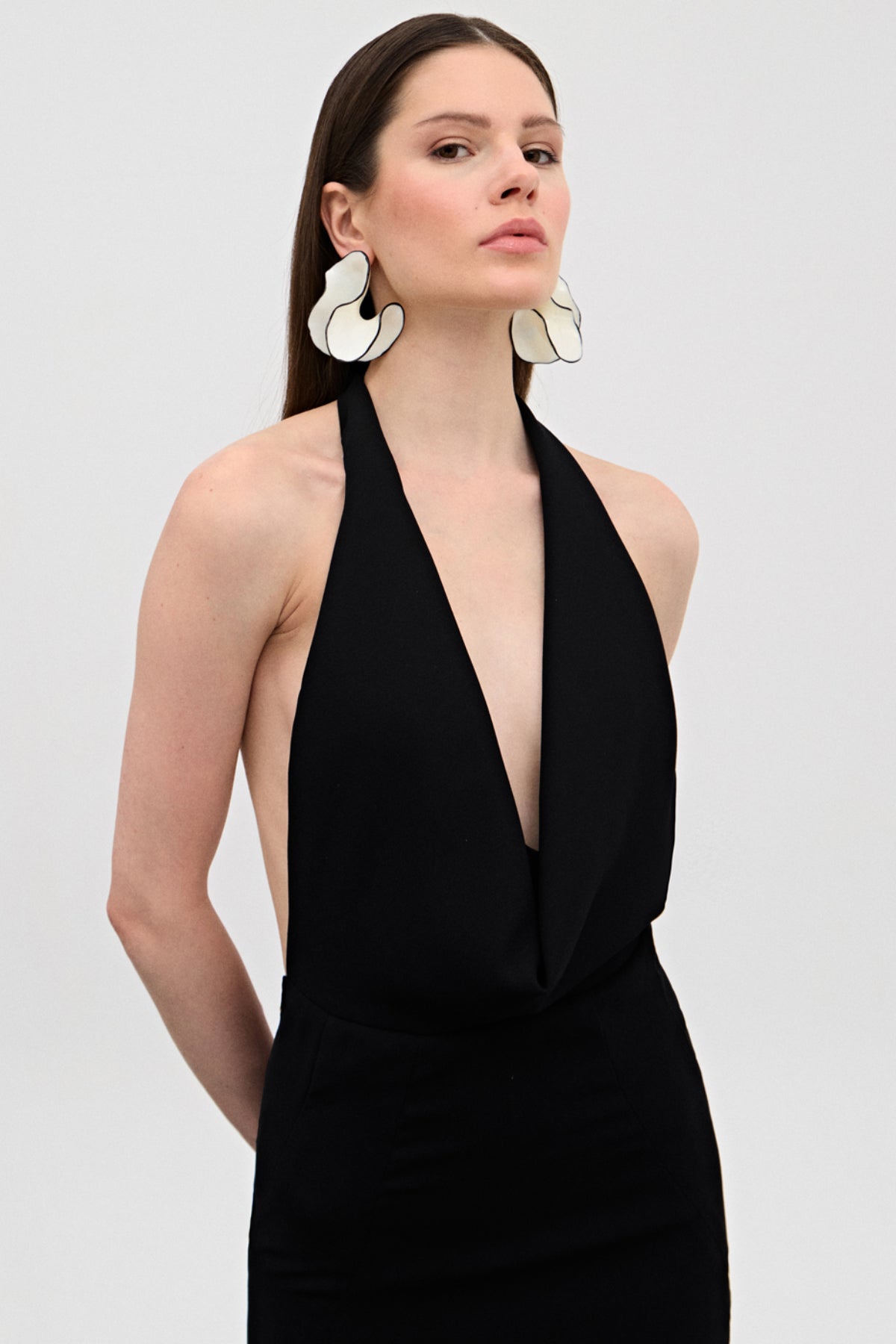 Cindy Siyah Degaje Uzun Elbise