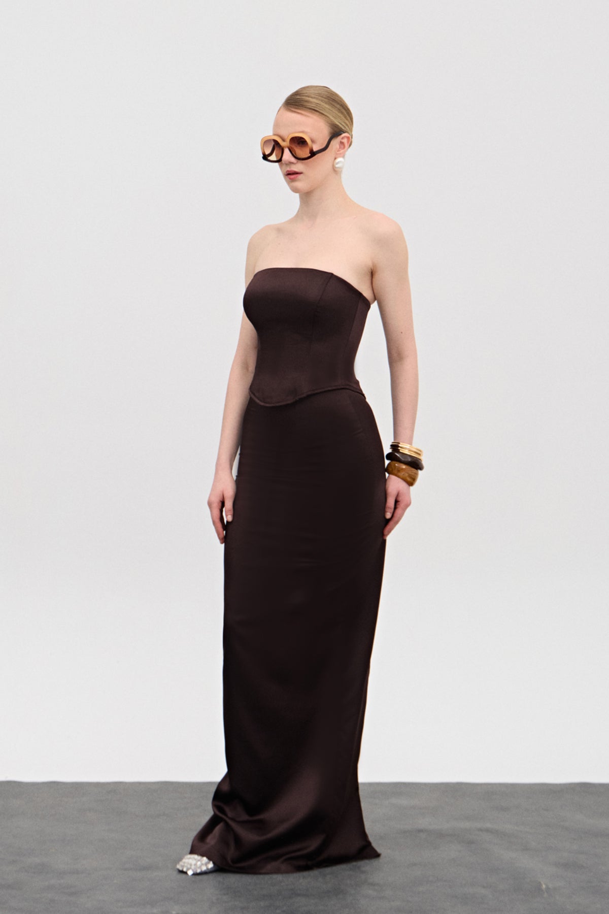 Jada Kahverengi Saten Kalem Etek