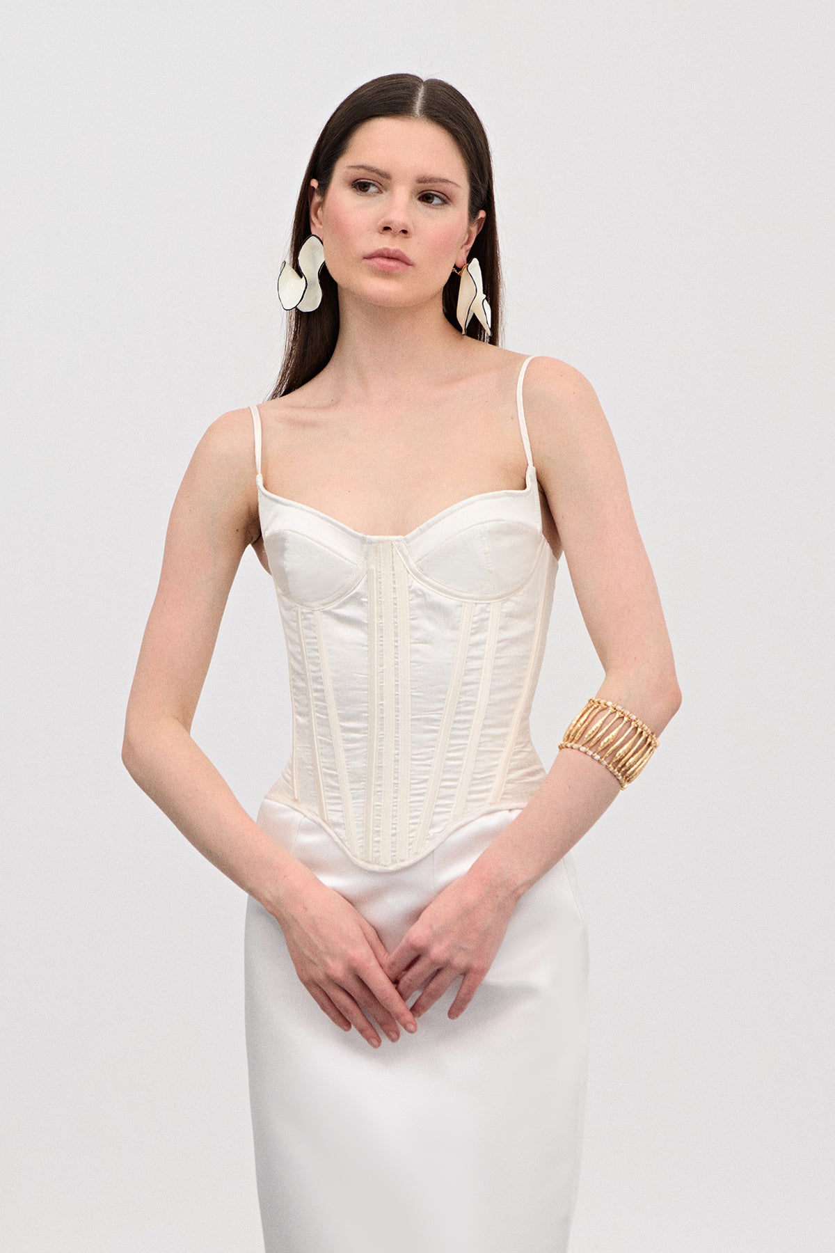 Ezra Ivory Silk Corset Top