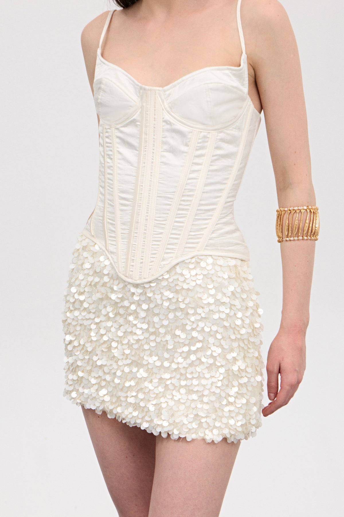 Ezra Kırık Beyaz İpek Korse Üst