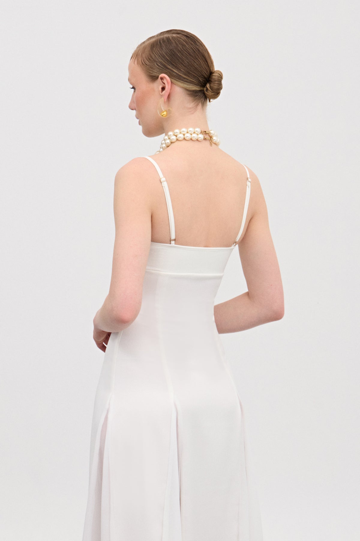 Soleil Beyaz Şifon Uzun Elbise