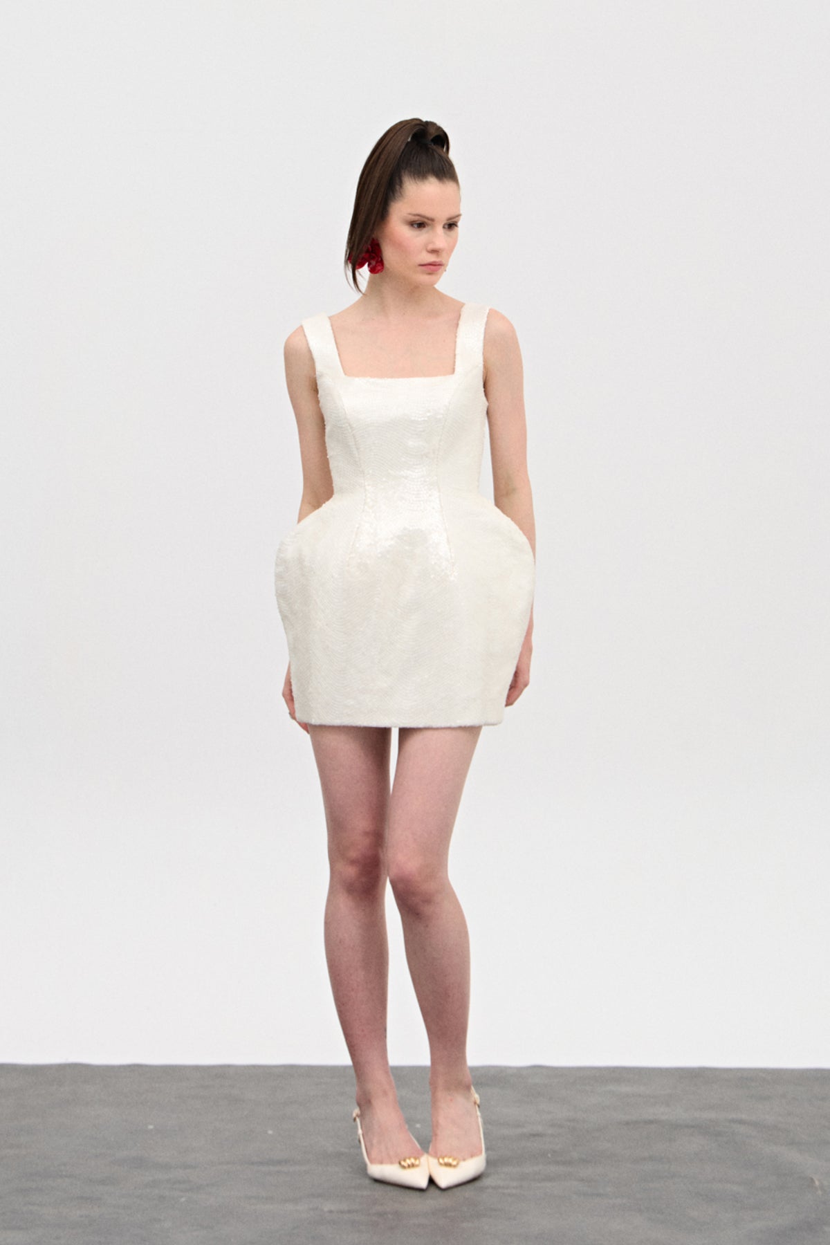 Kate Kırık Beyaz Mini Elbise