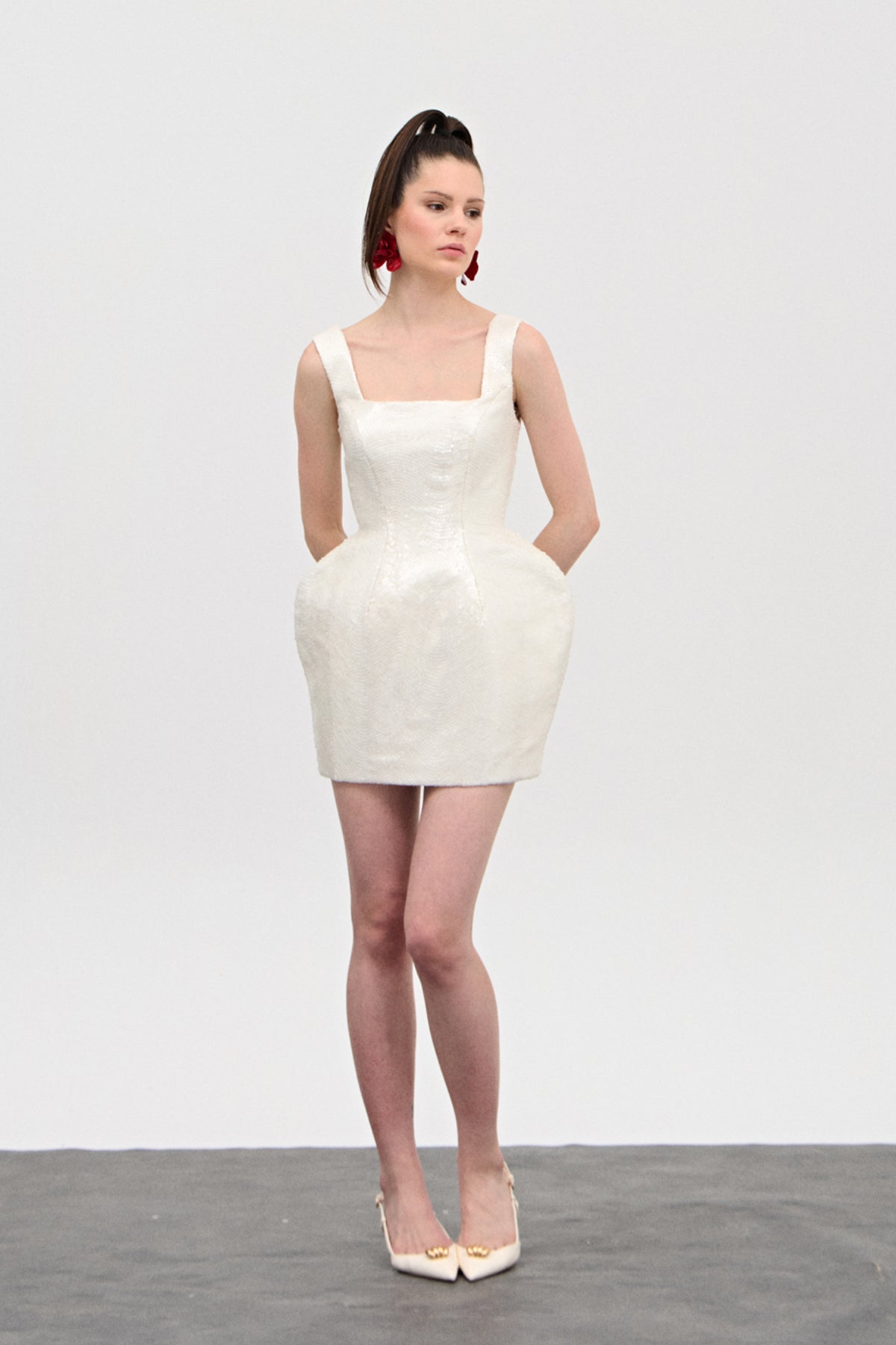 Kate Kırık Beyaz Mini Elbise