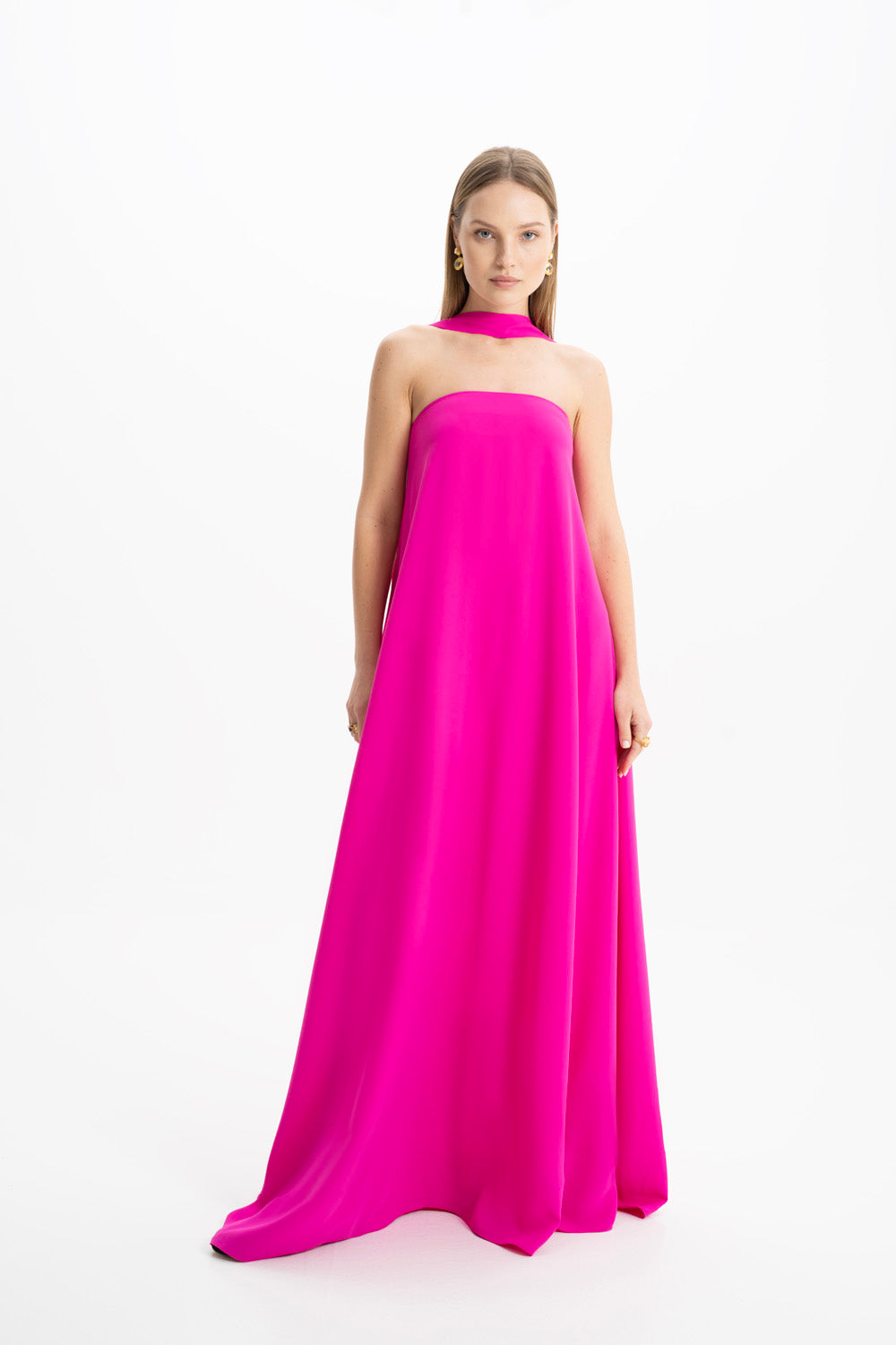 Amy Pembe Straplez Maxi Elbise