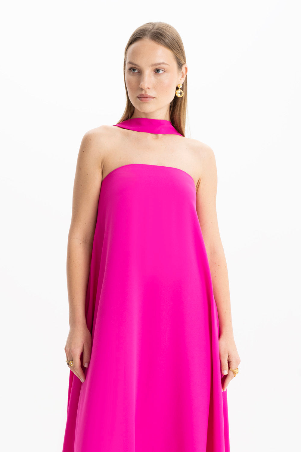 Amy Pembe Straplez Maxi Elbise