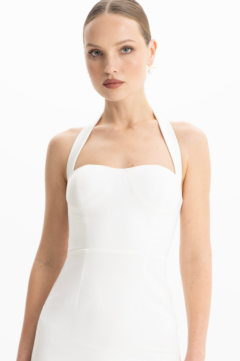 Zoa White Bustier Midi Dress