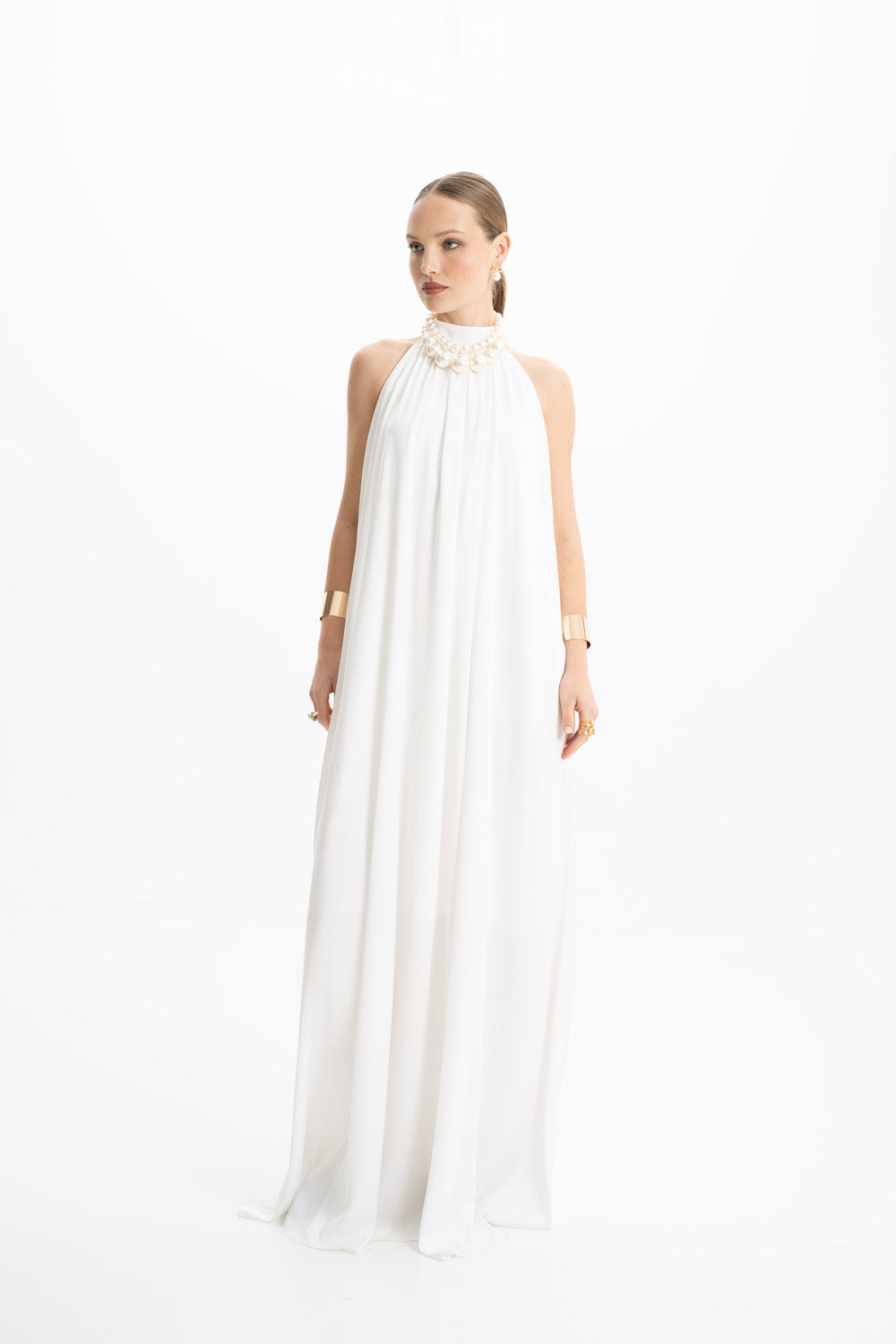 Pam Satin White Halter Maxi Dress Pam Satin White Halter Maxi Dress