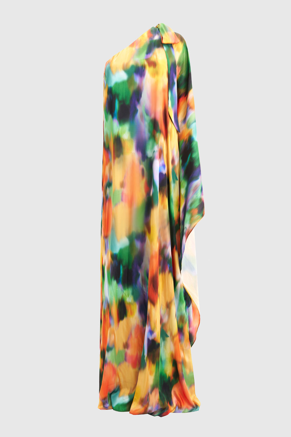 Lia Satin Multi Color One Shoulder Maxi Dress