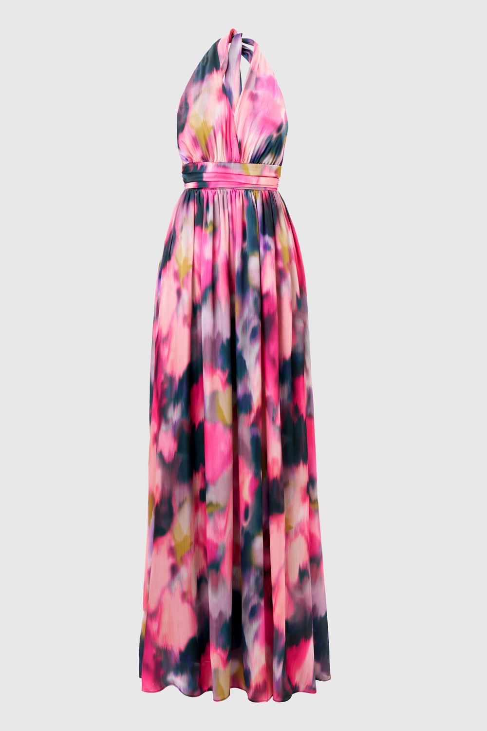 Diana Satin Multi Color Draped Maxi Dress