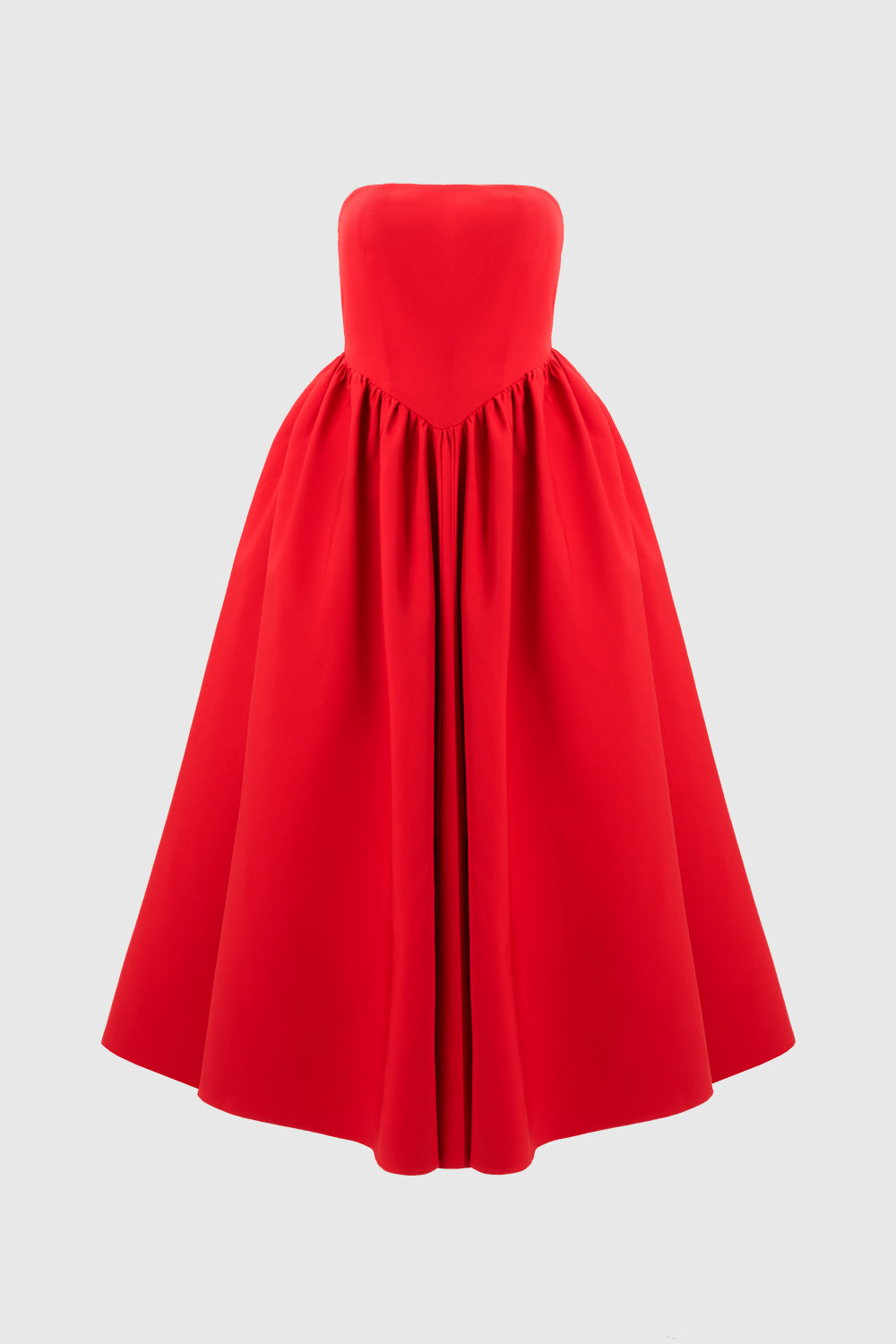 Eva Kırmızı Straplez Korse Midi Elbise