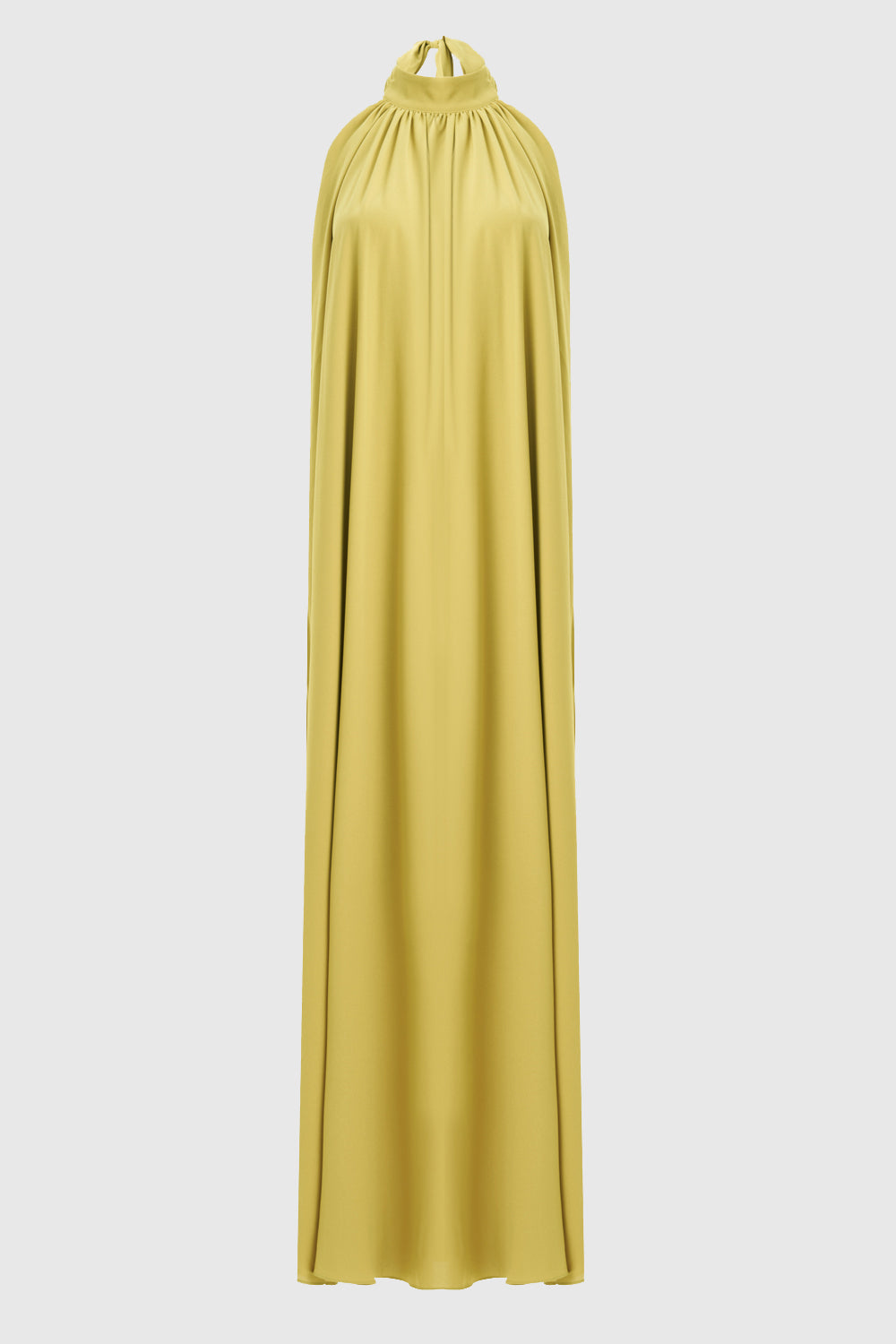 Pam Satin Green Halter Maxi Dress