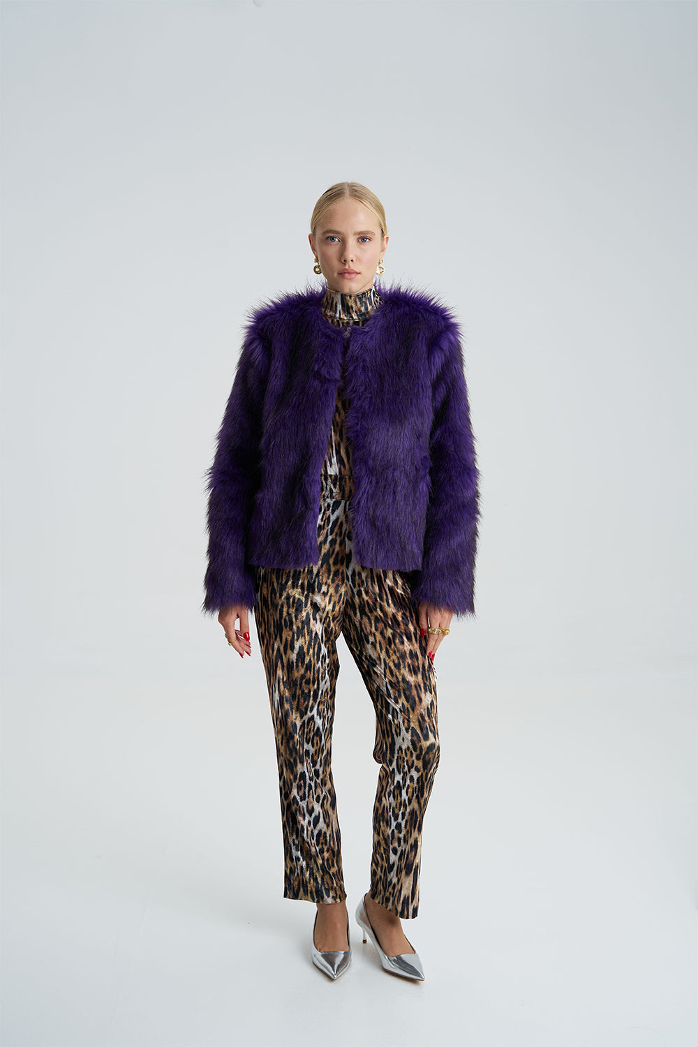 Lola Purple Faux Fur Short Coat