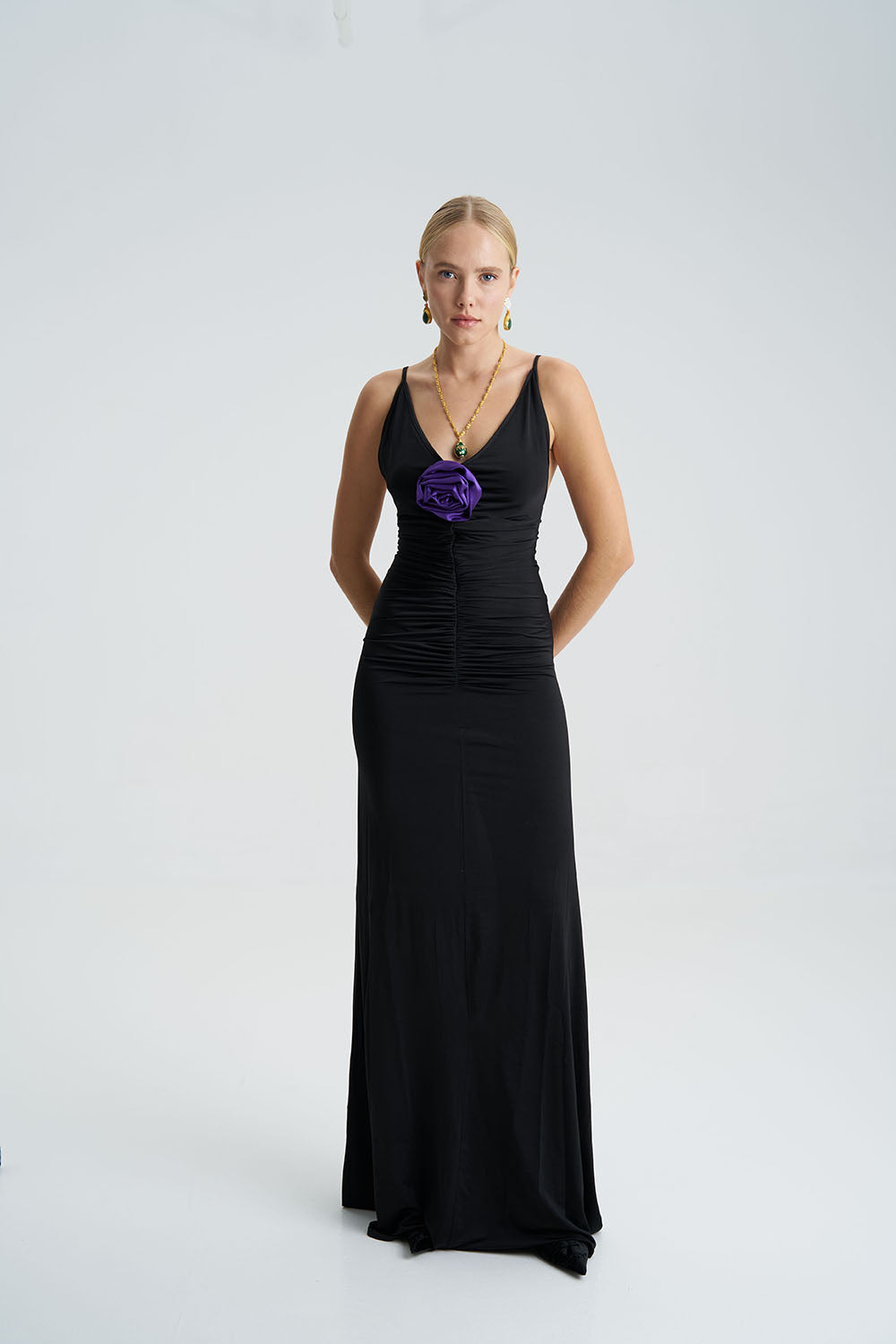 Flora Black Flower Gown