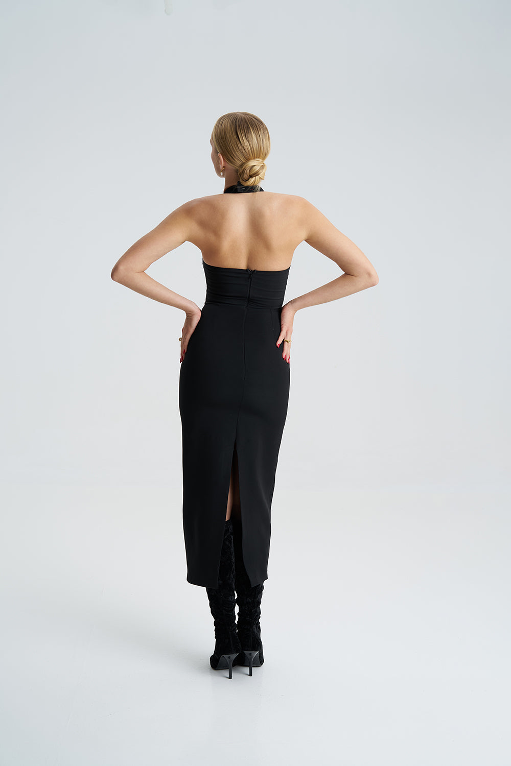 Zoa Black Bustier Midi Dress