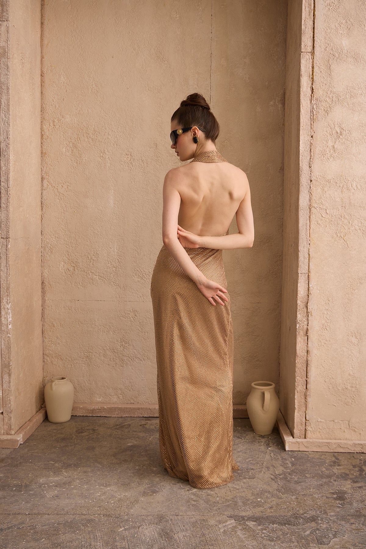 Ambra Gold Maxi Elbise