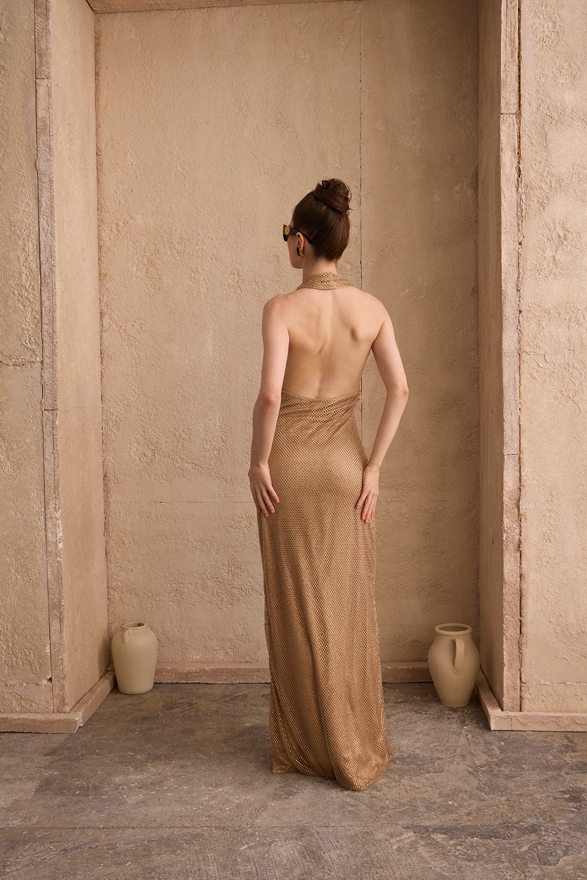 Ambra Gold Maxi Elbise