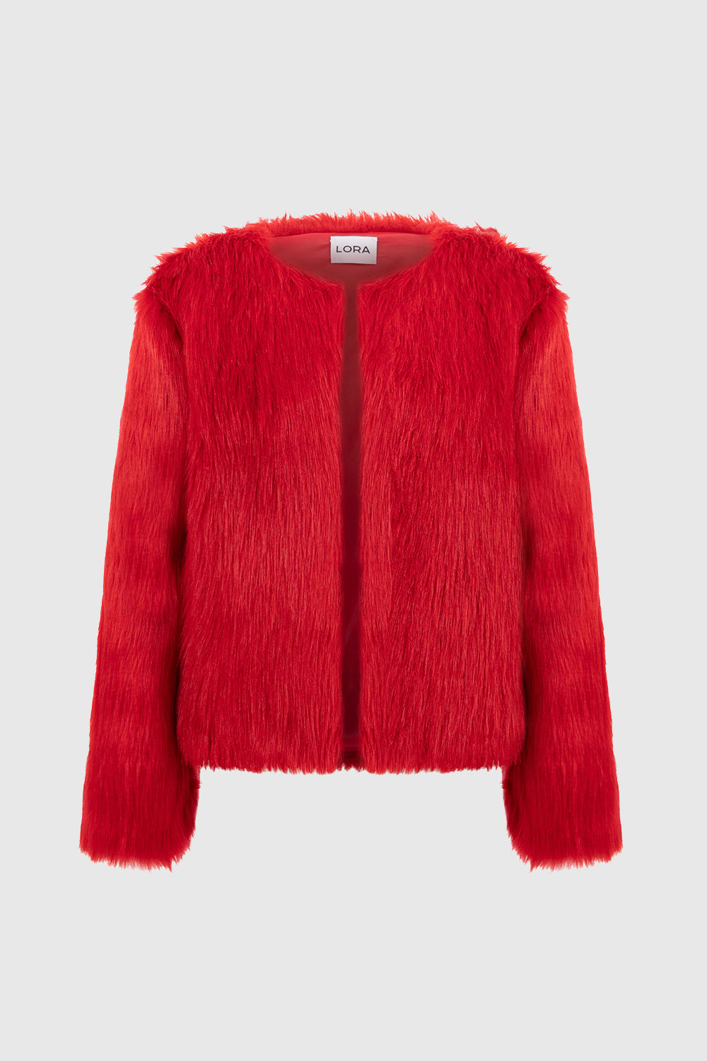 Lola Red Faux Fur Short Coat