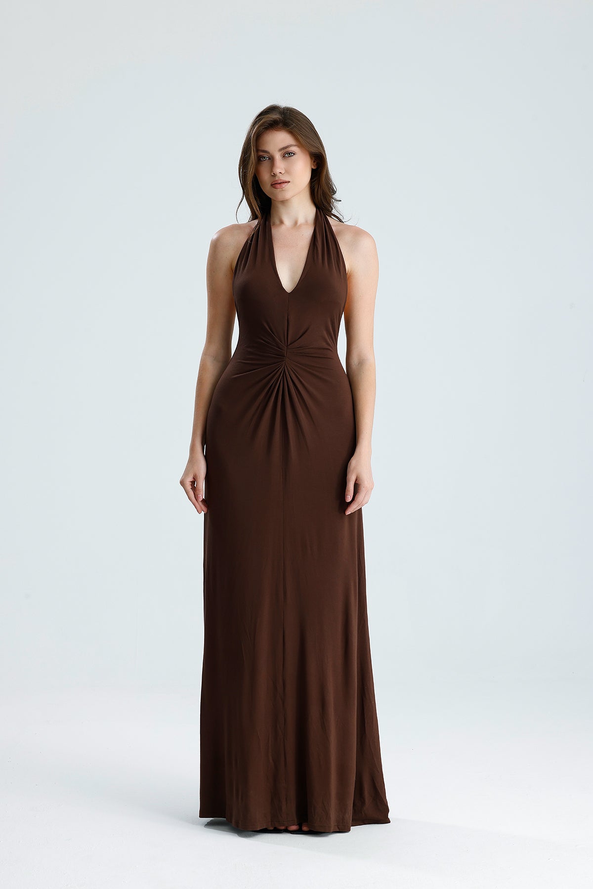 Valentina Kahverengi Maxi Elbise