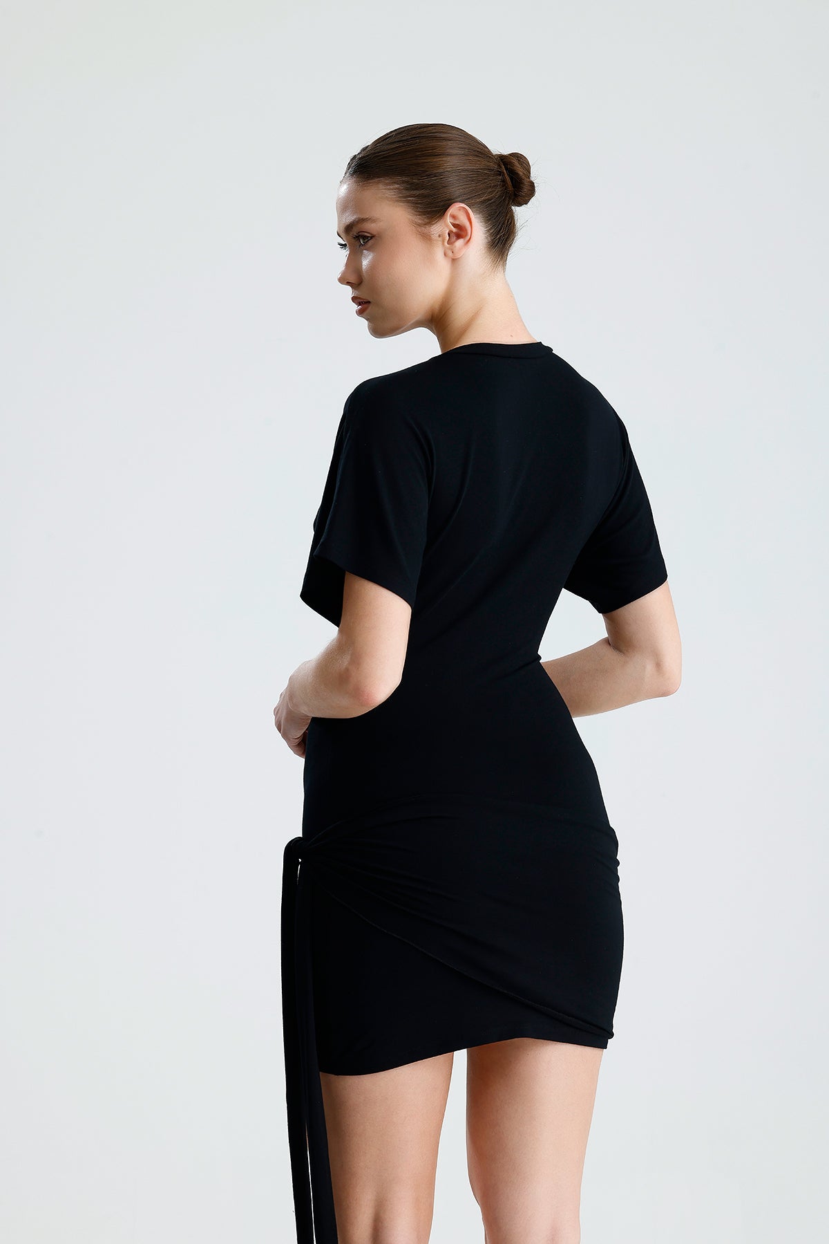 Vivienne Siyah  Drapeli Mini Elbise