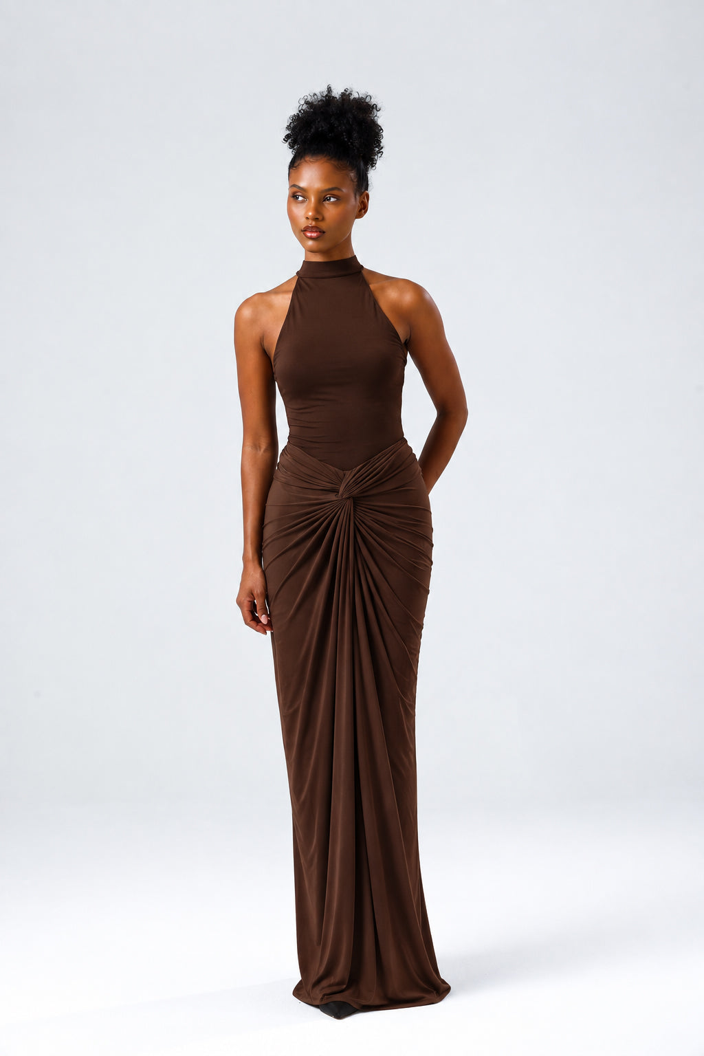 Selene Halter Yaka Bodysuit Kahverengi