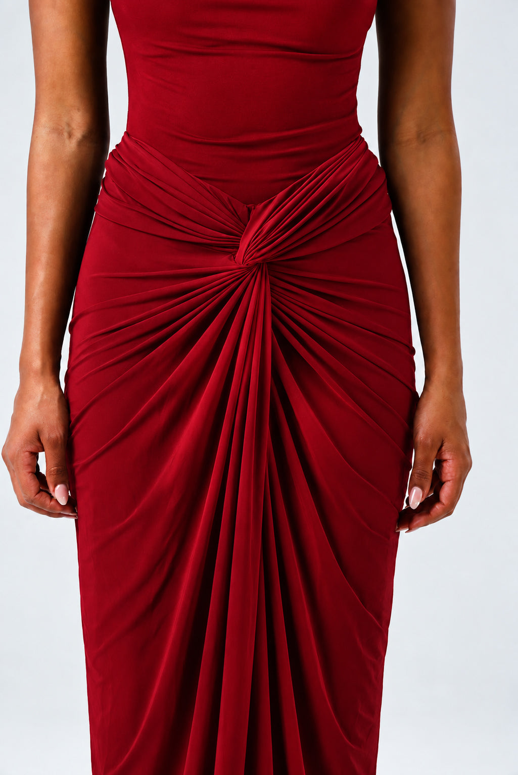 Selene Drapeli Maxi Etek Bordo