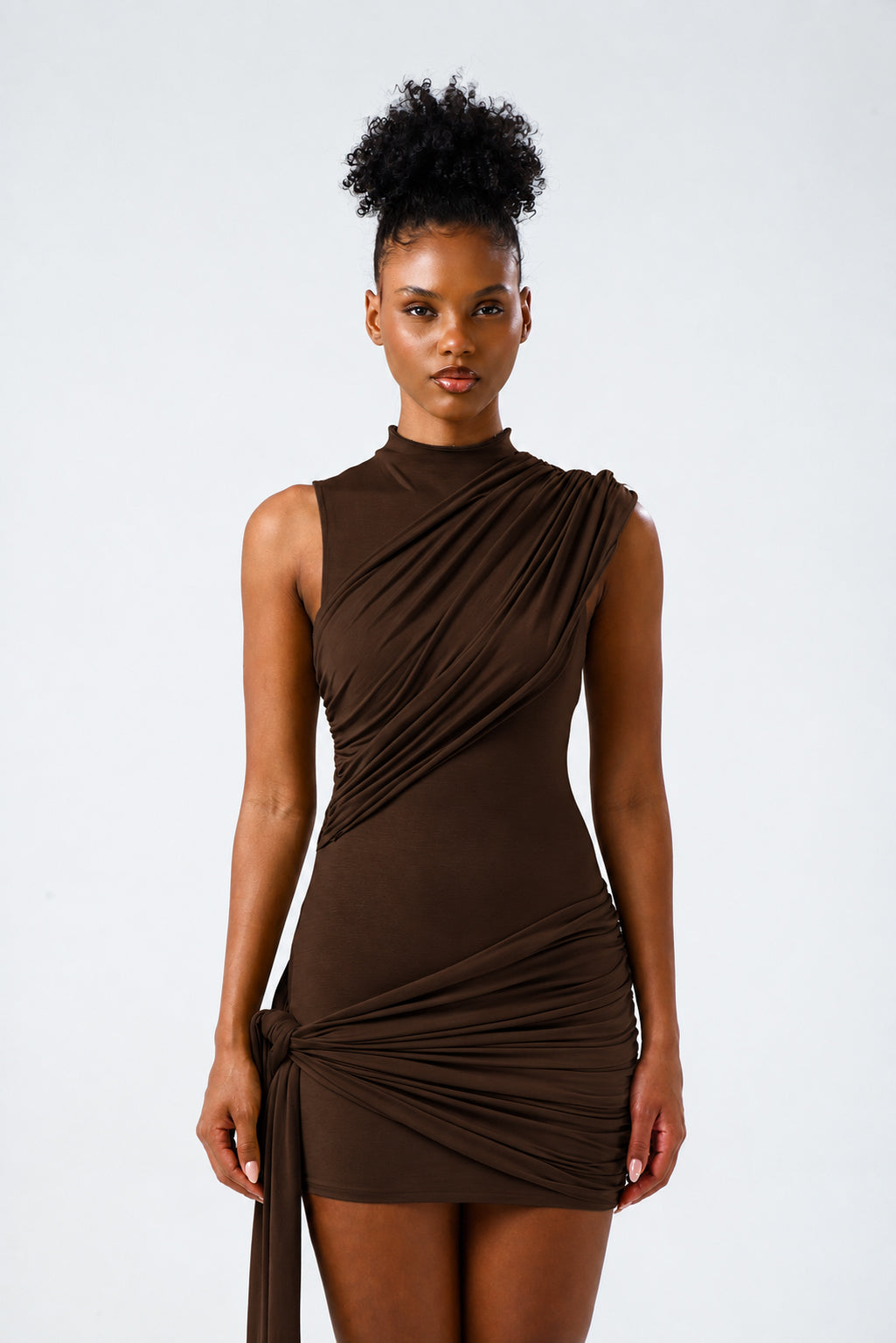 Sienna Kahverengi Mini Elbise