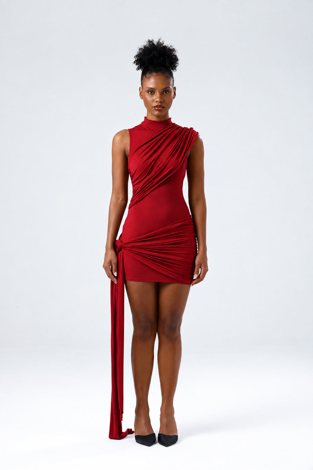 Sienna Bordo Mini Elbise