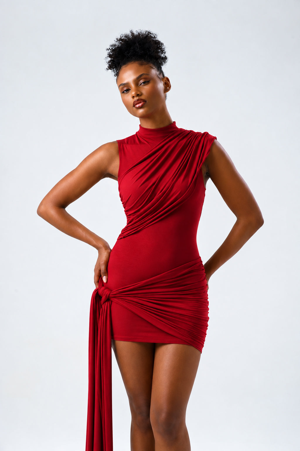Sienna Bordo Mini Elbise