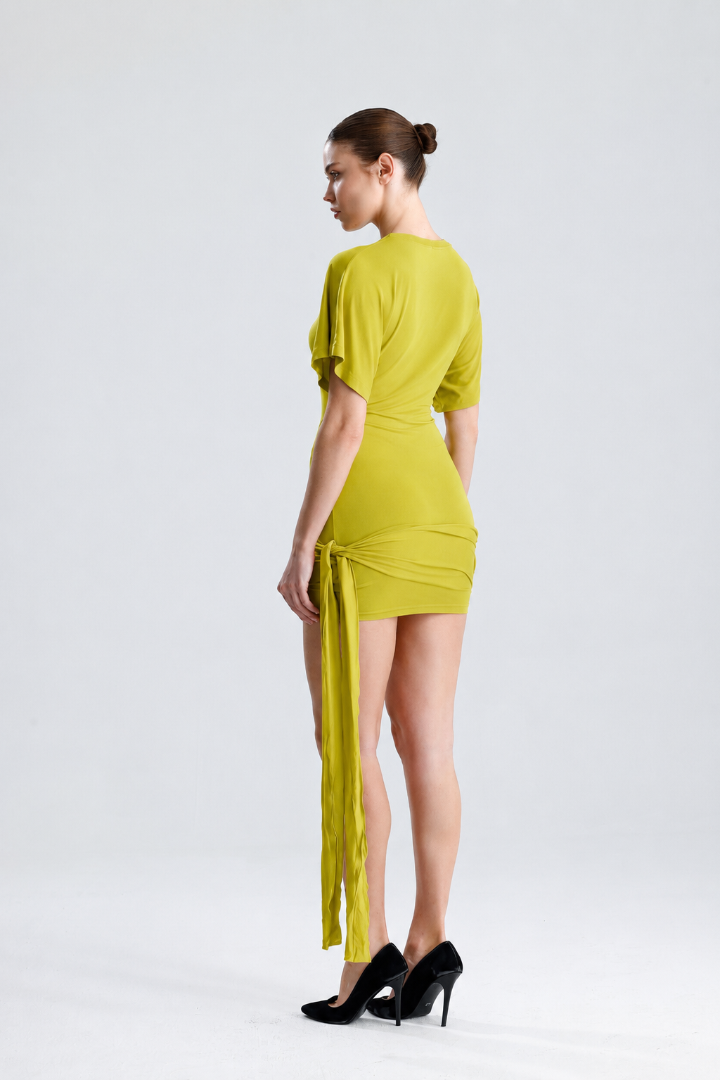 Vivienne Yeşil Drapeli Mini Elbise