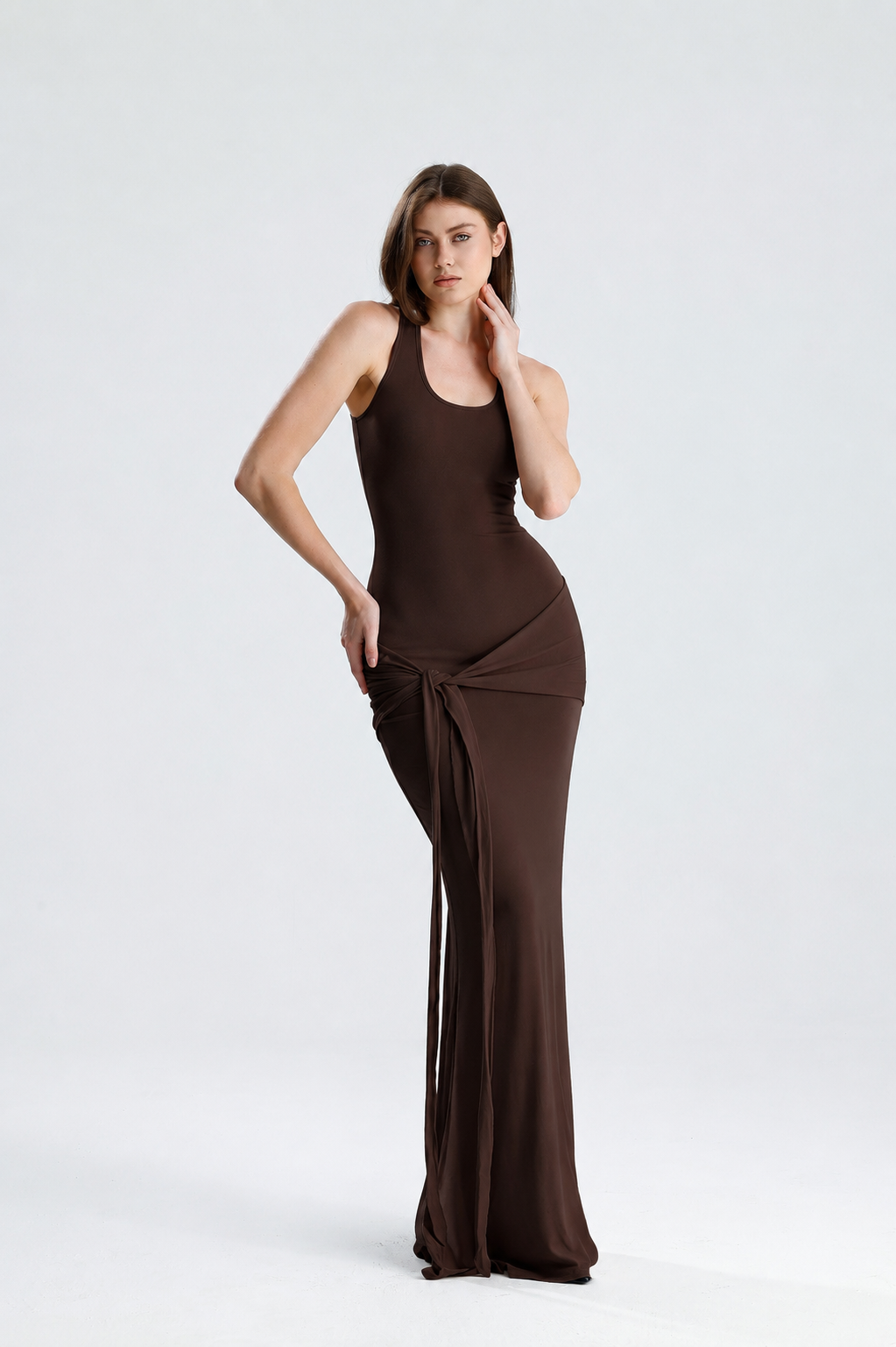 Emilia Kahverengi Maxi Elbise