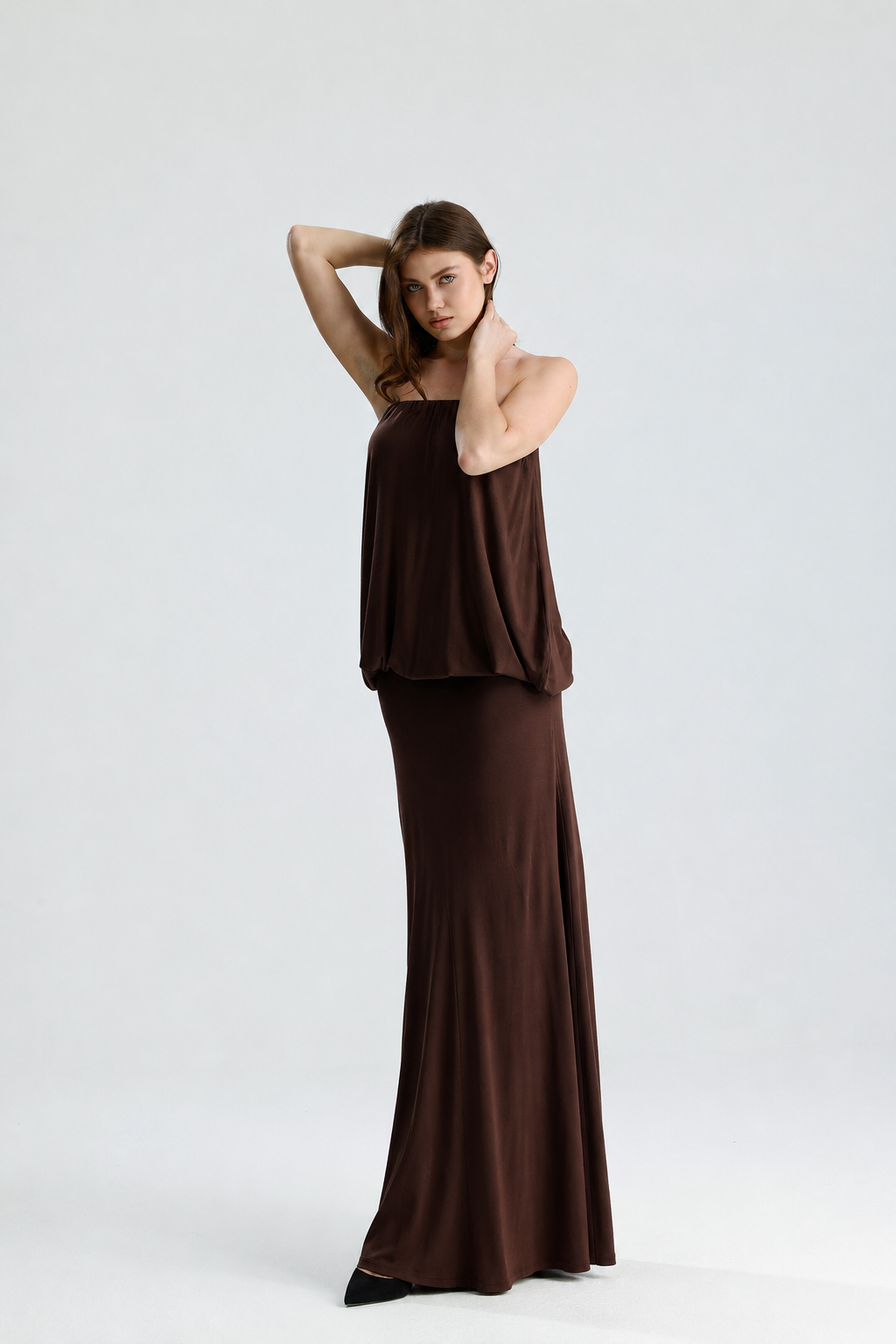 Sienna Kahverengi Maxi Elbise