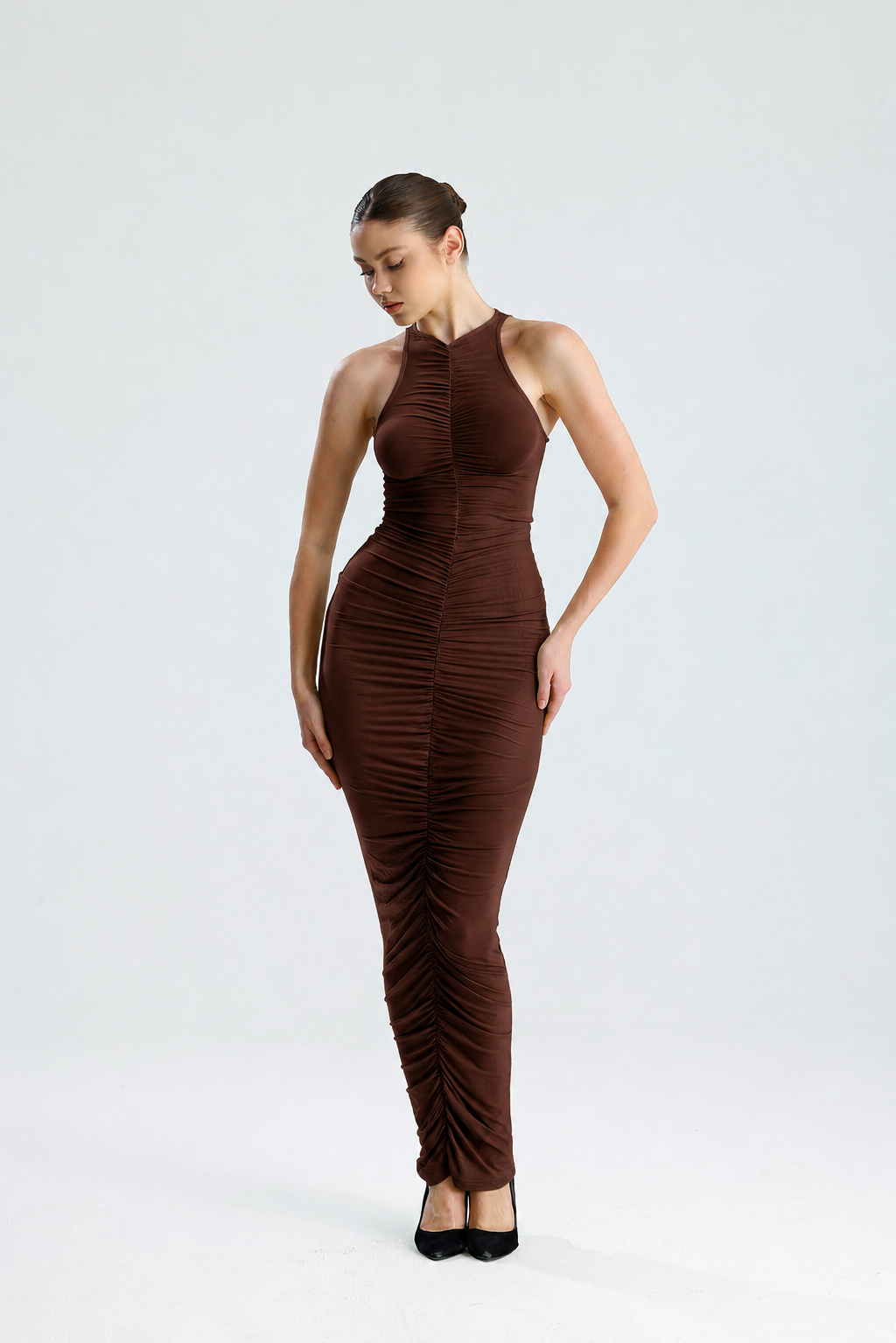 Alessia Kahverengi Maxi Elbise