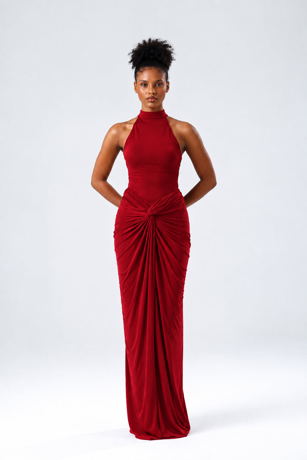 Selene Drapeli Maxi Etek Bordo