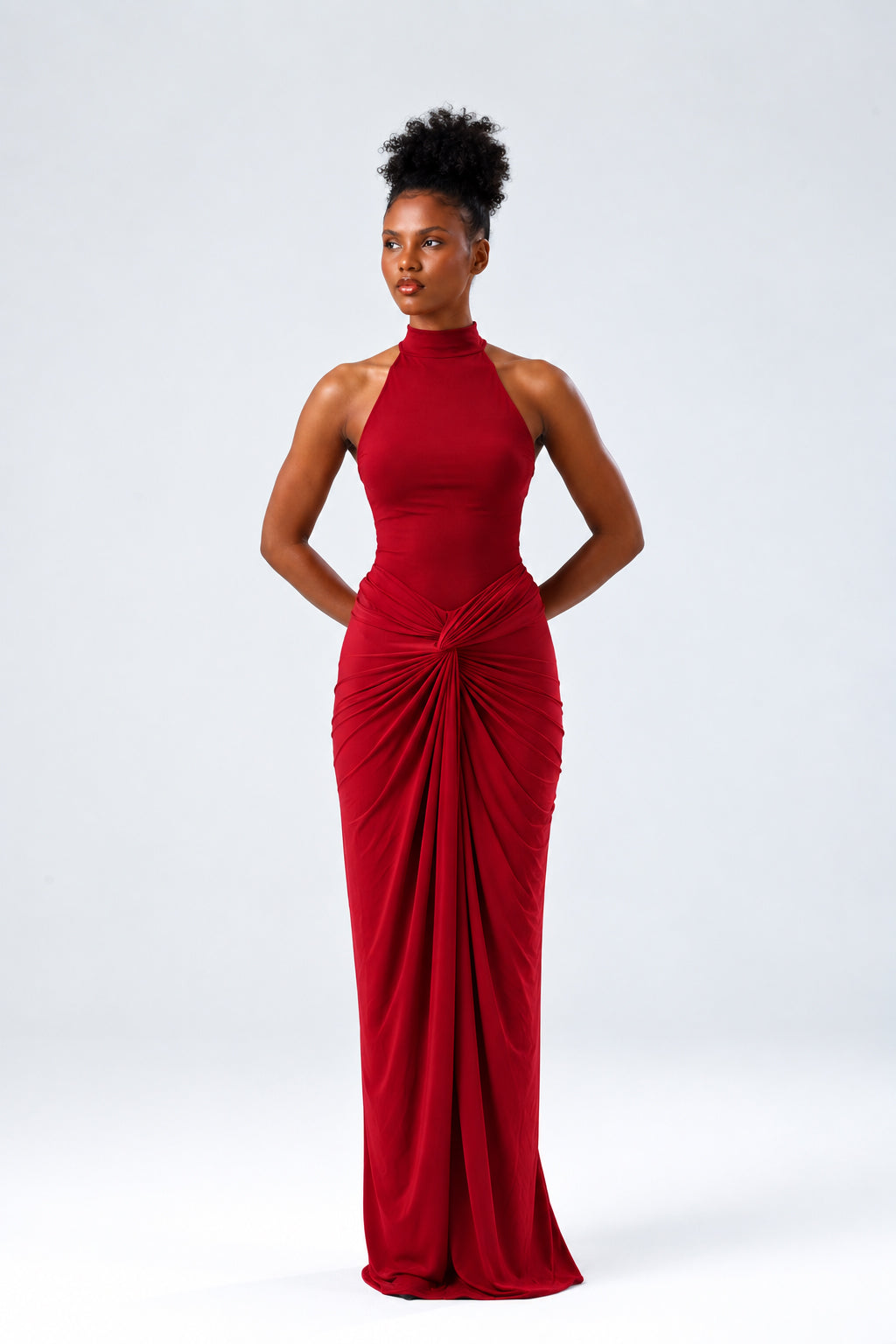 Selene Drapeli Maxi Etek Bordo