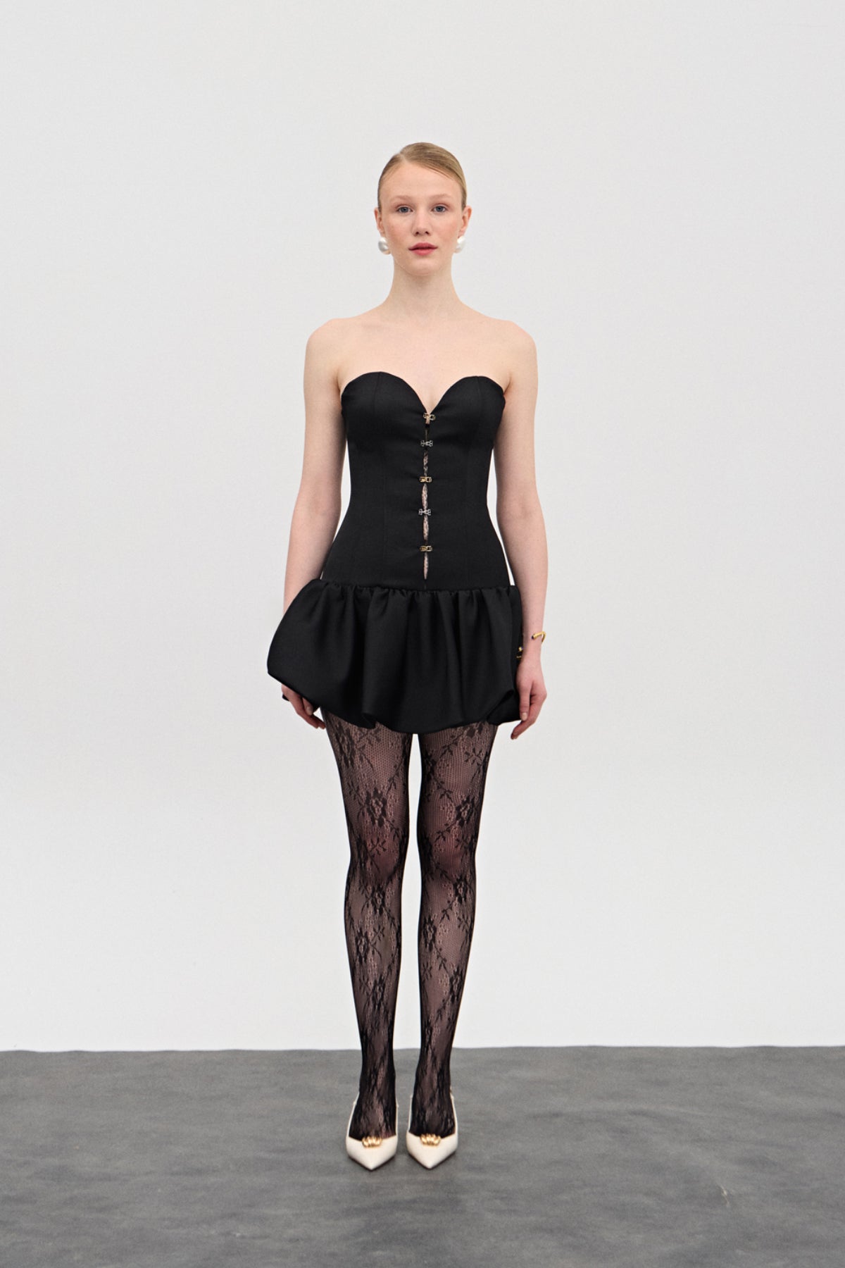 Reese Black Corset Mini Balloon Dress