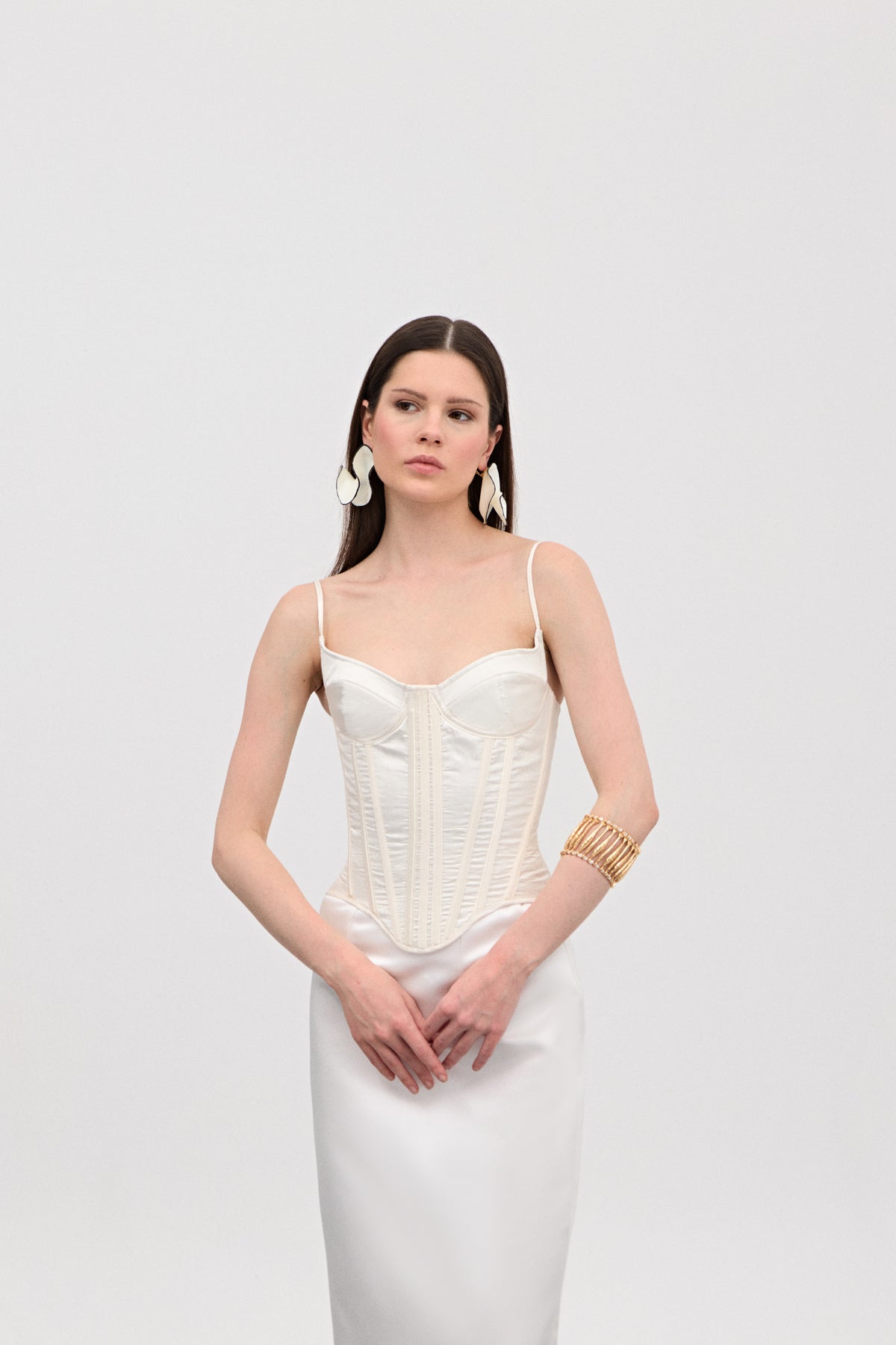 Ezra Ivory Silk Corset Top