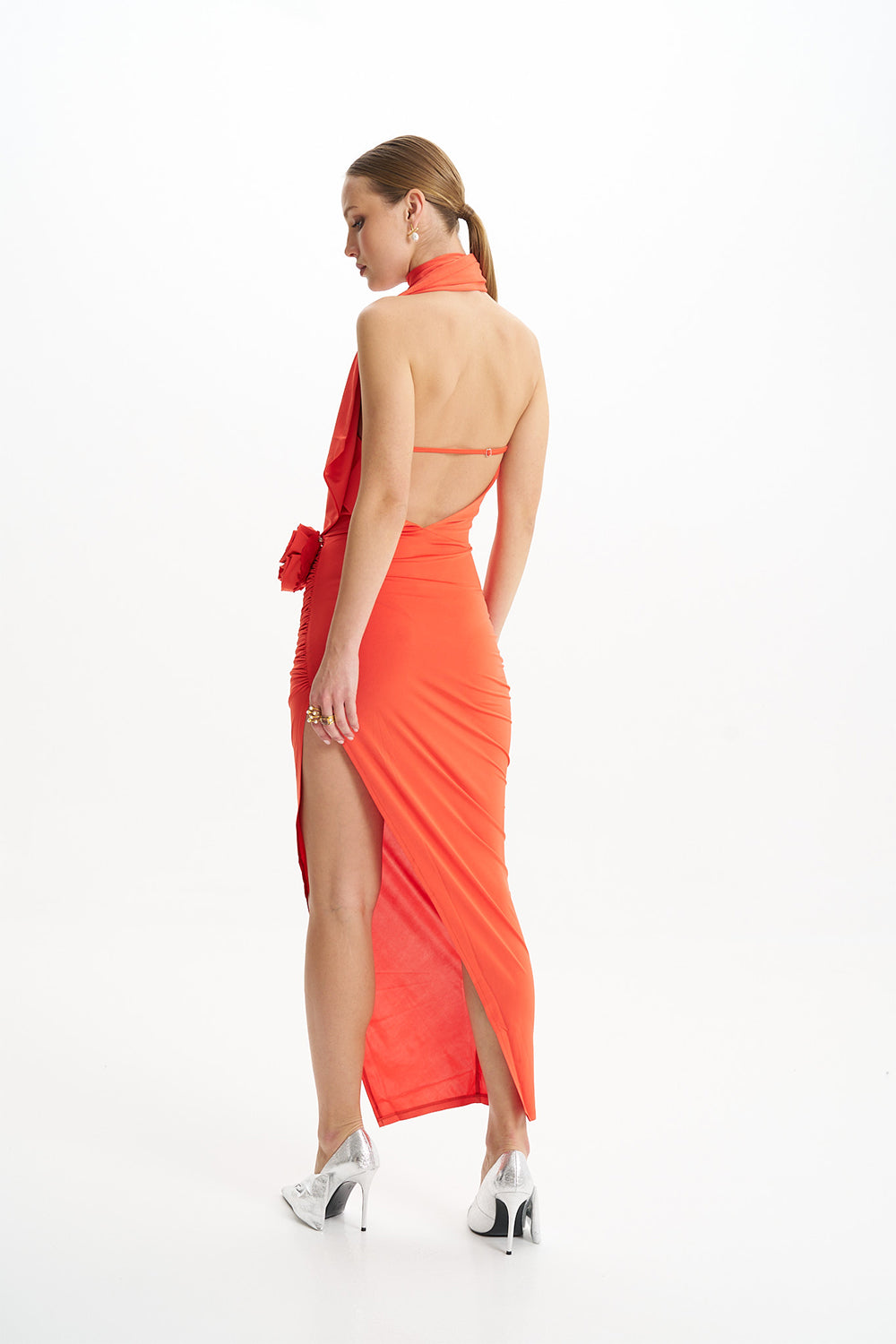 Sienna Orange Flower Midi Dress