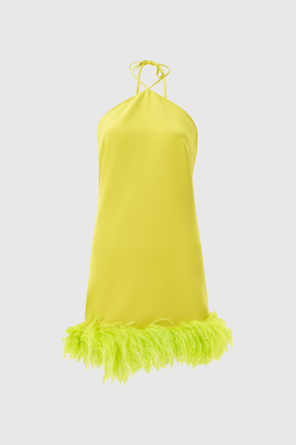 Keira Halter Green Mini Feather Dress